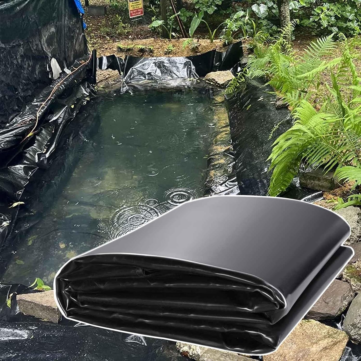 Pond Liner, 5 Pond Liners for Outdoor Fish Koi Lotus, Large Plastic Pool Padding Easy Cutting for Garden Planter Fountain Waterfall, Black(3.3x26.2ft)