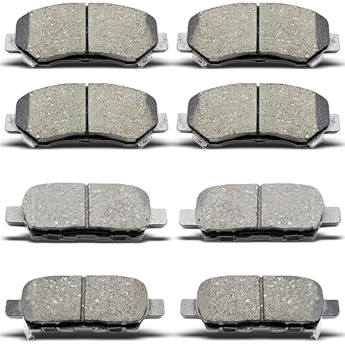 D905 D1374 Front Rear Ceramic Brake Pads Set Fit For 2009-2014/2016-2020 Nissan Maxima,For 2008-2013 Nissan Rogue,For 2008-2012 X-Trail (8 pcs)