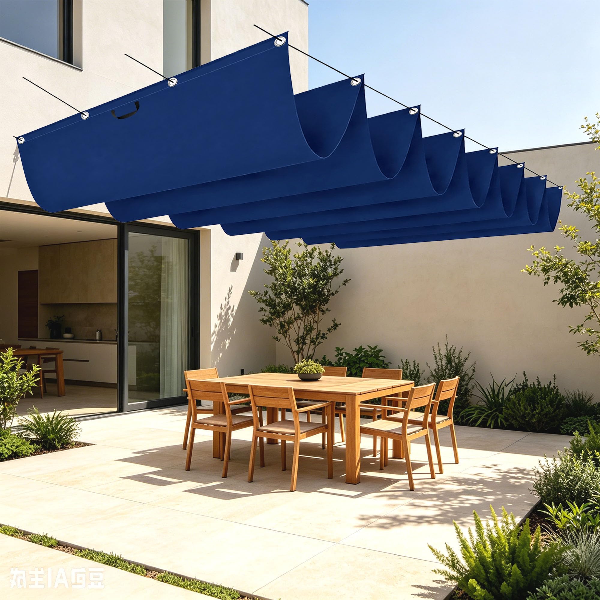 Voiles d'ombrage rétractable pour créer de l'ombre sur un grand balcon ou patio