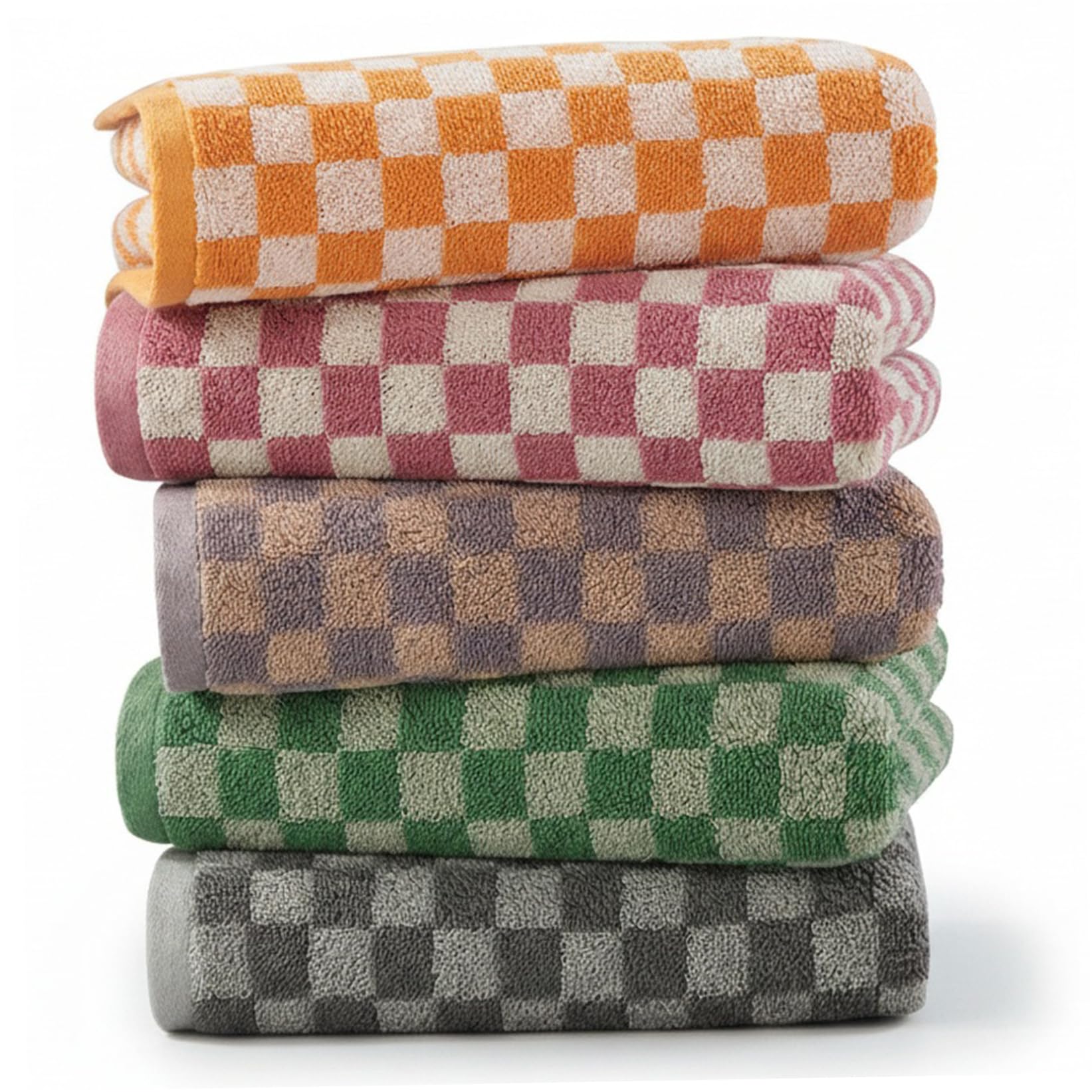 Toallas de baño a cuadros 14x28 pulgadas en juego de 5 piezas absorbentes de algodón suave