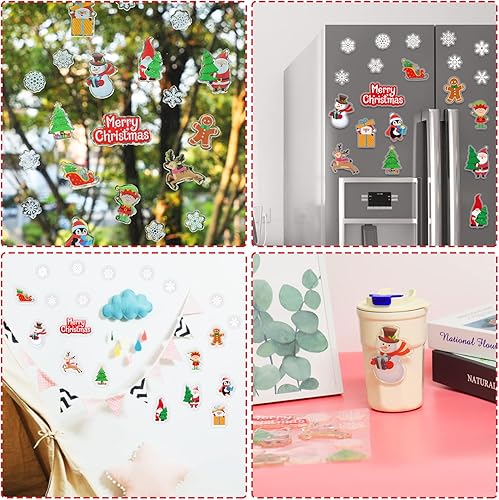 Miniatura 4 de 40 calcomanías de gel grueso de Navidad para ventana de Navidad, calcomanías de gel para niños y adultos, hogar, avión, aula, guardería, suministros