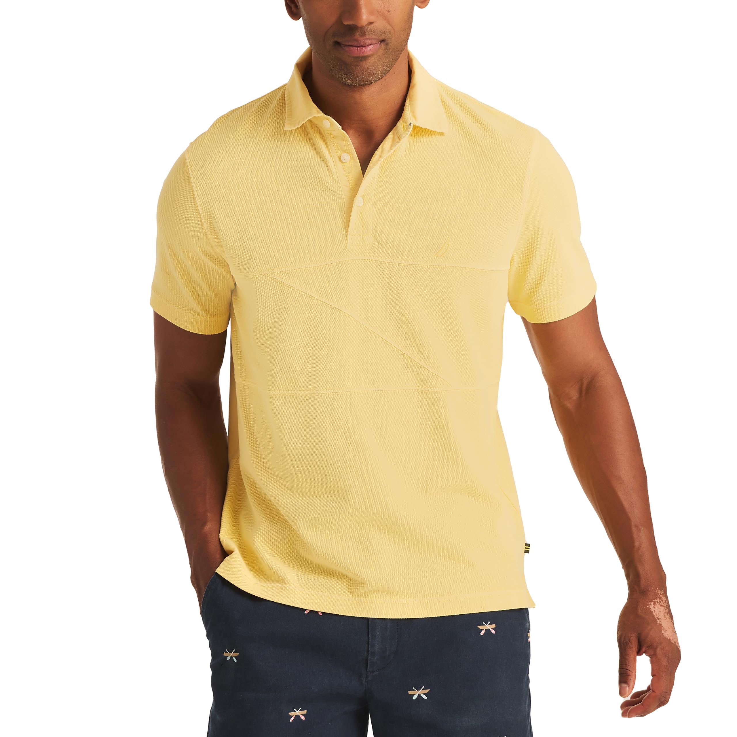Nautica Men's Mellow Yellow Classic Fit Pieced Polo, Large
