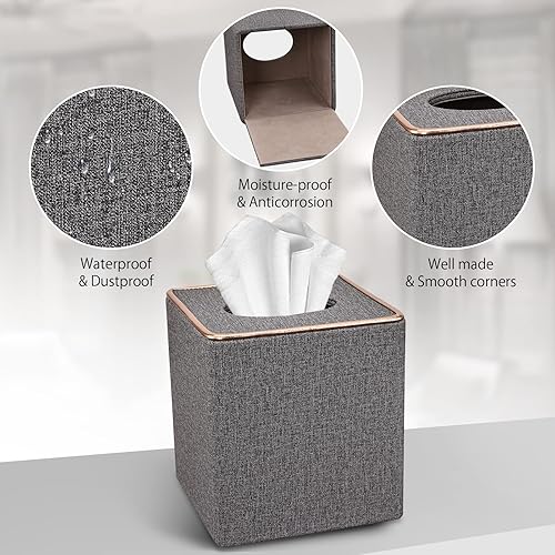 Miniatura 4 de Cubierta de caja de pañuelos, soporte de caja de pañuelos de cuero PU cuadrado Kleenex Box Covers para el hogaroficinadecoración del coche 5.3 "x