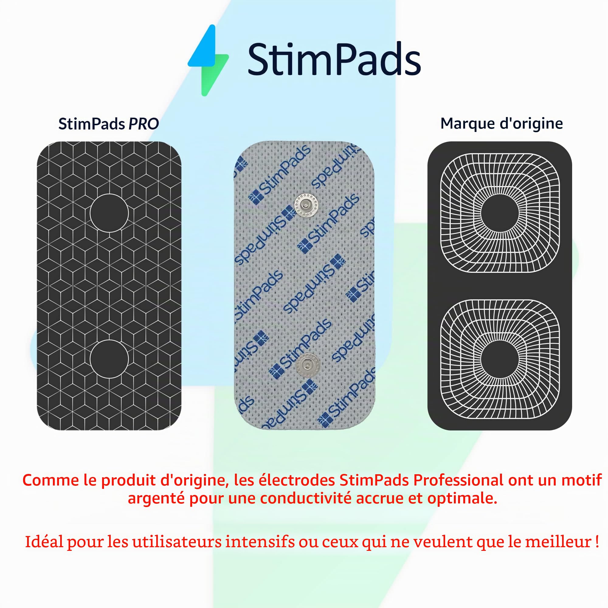Électrodes Pro Compatibles Compex - Pack Mix 12 Snap Double 3,75 mm - Meilleure Conductivité - Dispositif médical certifié Motron NV