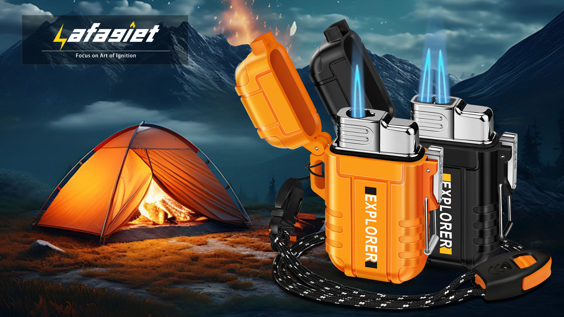 Pack de 2 encendedores de llama antiflama y resistente al viento miniatura 7