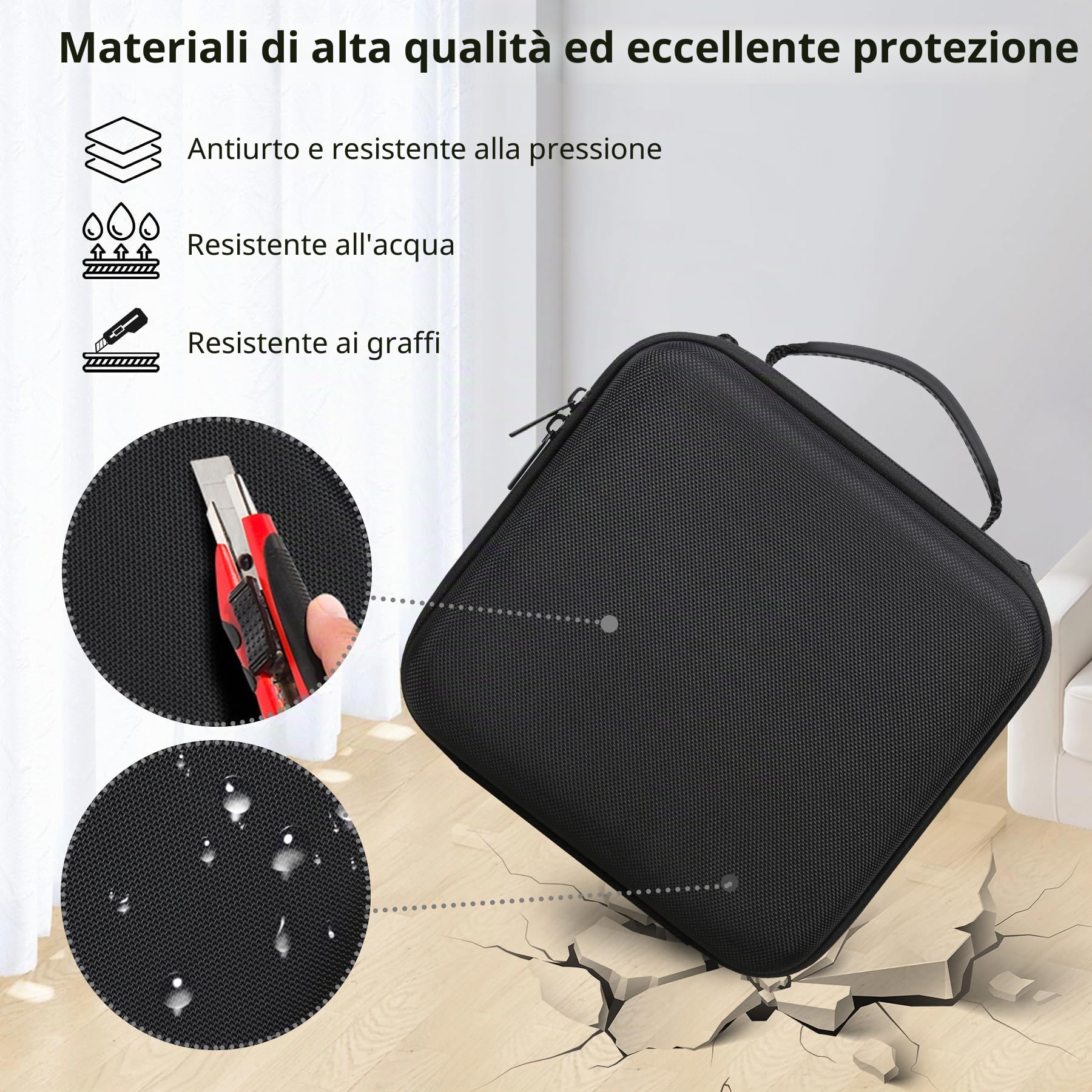 Caso di viaggio duro per Canon EOS Rebel T7 Fotocamera DSLR/EOS R50 / R6 Mark II / R100 / R50V / R8 / R7 / R10 Fotocamera senza specchio, obiettivo, treppiede con 3 divisori e spalla, Nero