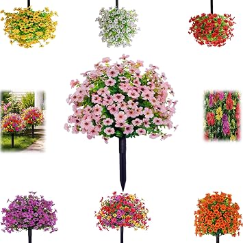 Goopatch Artificial Flowers, Ground Plugs Flowers, Outdoor Fake Topiary Plants with Ground Spike, All Seasons Wedding Centerpiece Arch Farmhouse for All Seasons Wedding Centerpiece
