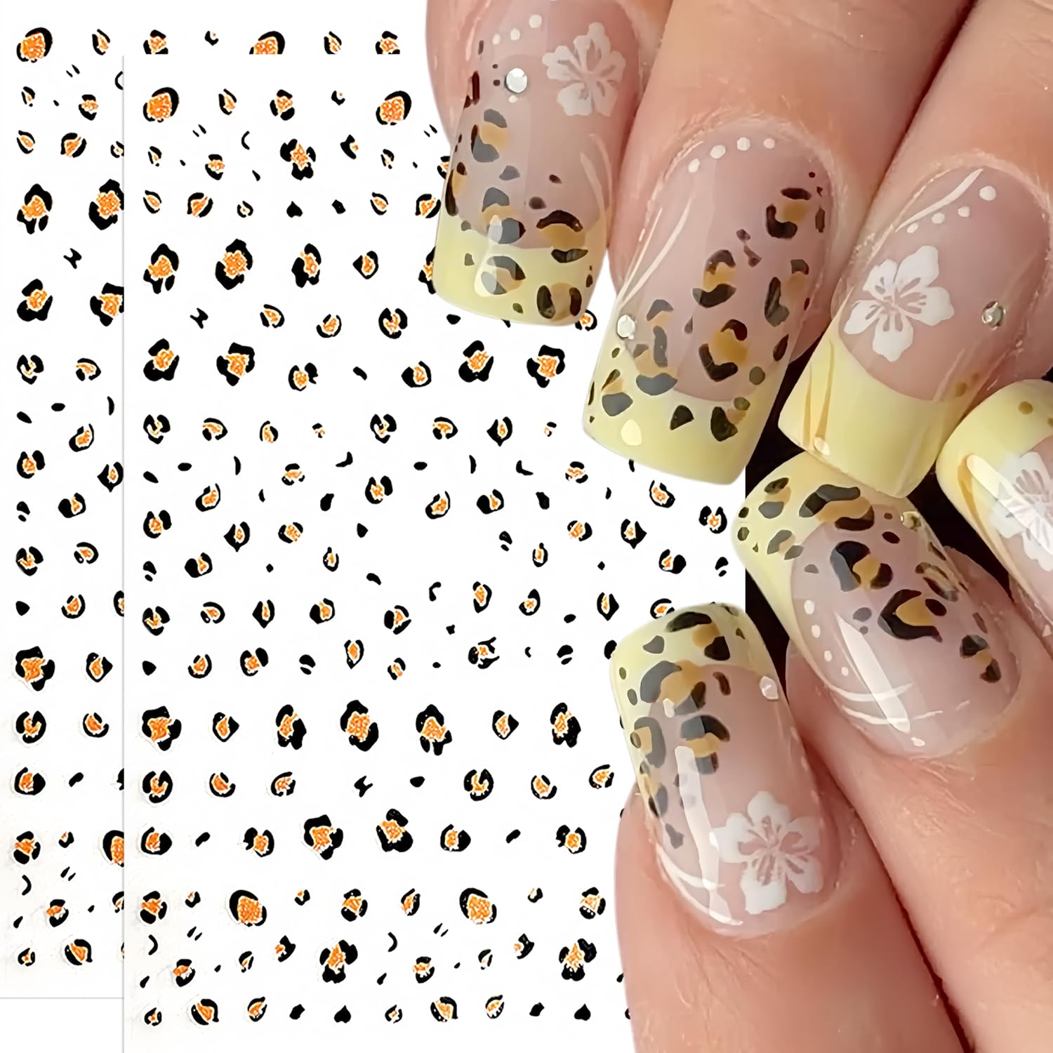 8 Sheets Leopard Print Nail Stickers 3D Self-Adhesive Cute Leopard Nail Decals Pink Brown Gold Cheetah Print Nails Design Animal Print Nail Art Stickers Fall Winter Nails Supplies for Women Manicure image 5