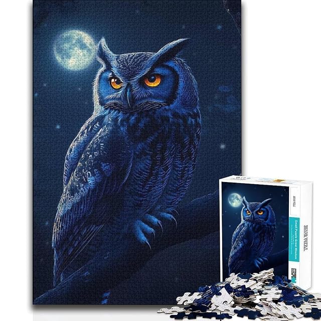 Foto 2 de 5 de Rompecabezas de 1000 Piezas Búho Azul posado en la Noche Juego práctico y Educativo Regalos de Amigo…