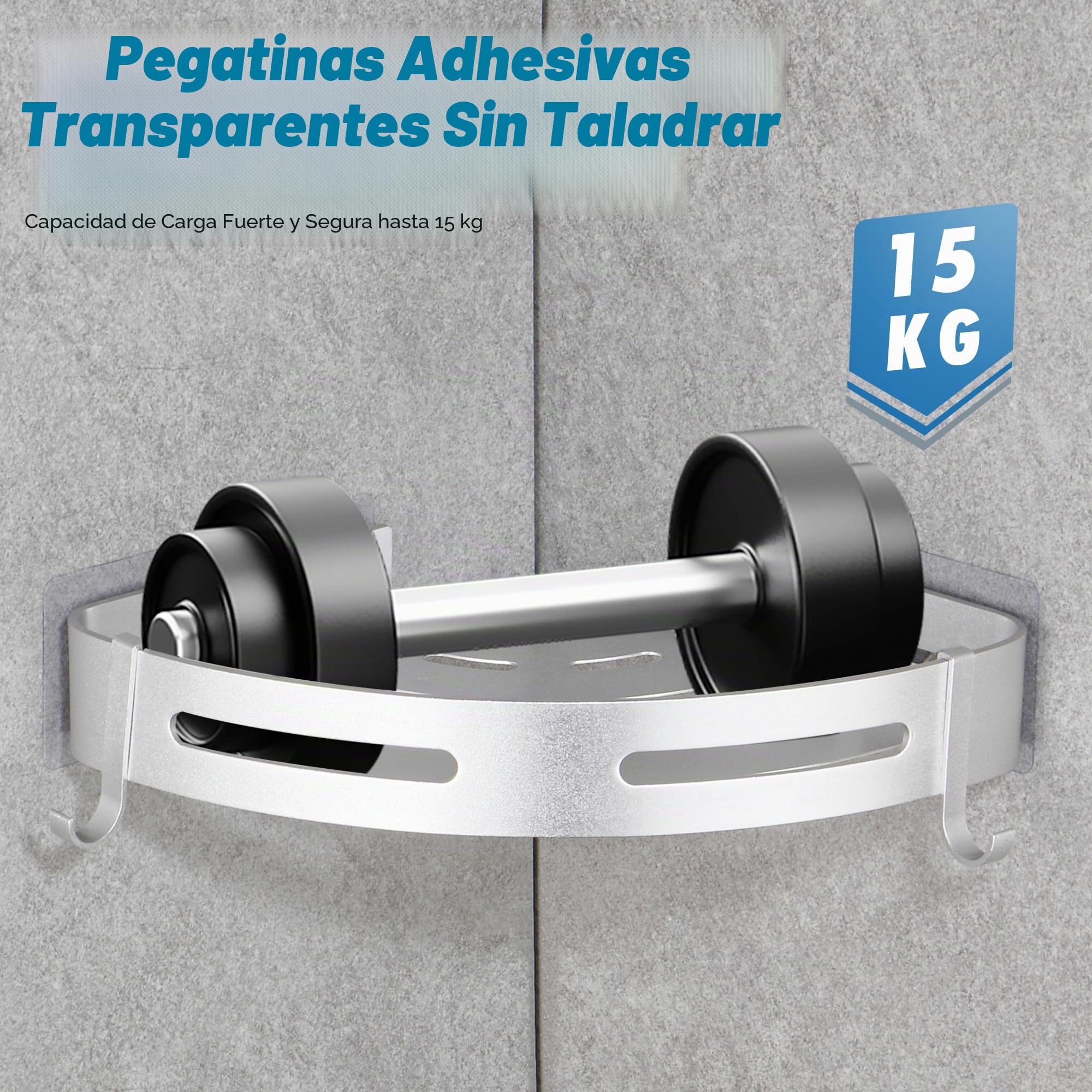 Estanteria Ducha Estante Baño sin Taladro Adhesivo Estantería Esquina Pared Organizador Baño Rinconera Ducha de Aluminio Plata 2 Piezas Cesta Ducha Soporte para Champú y Gel