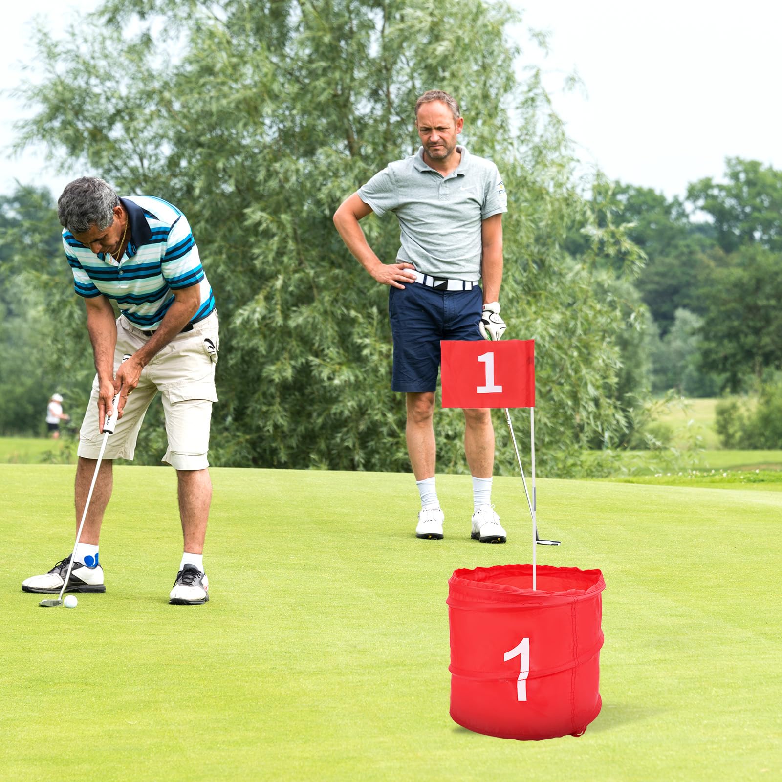 lasuroa Set da Gioco da Golf con Secchiello a 3 Buche, Giochi Golf Giardino Pratica Intrattenimento Interazione Genitori-Figli per Adulti e Bambini Prato Spiaggia Cortile Campeggio