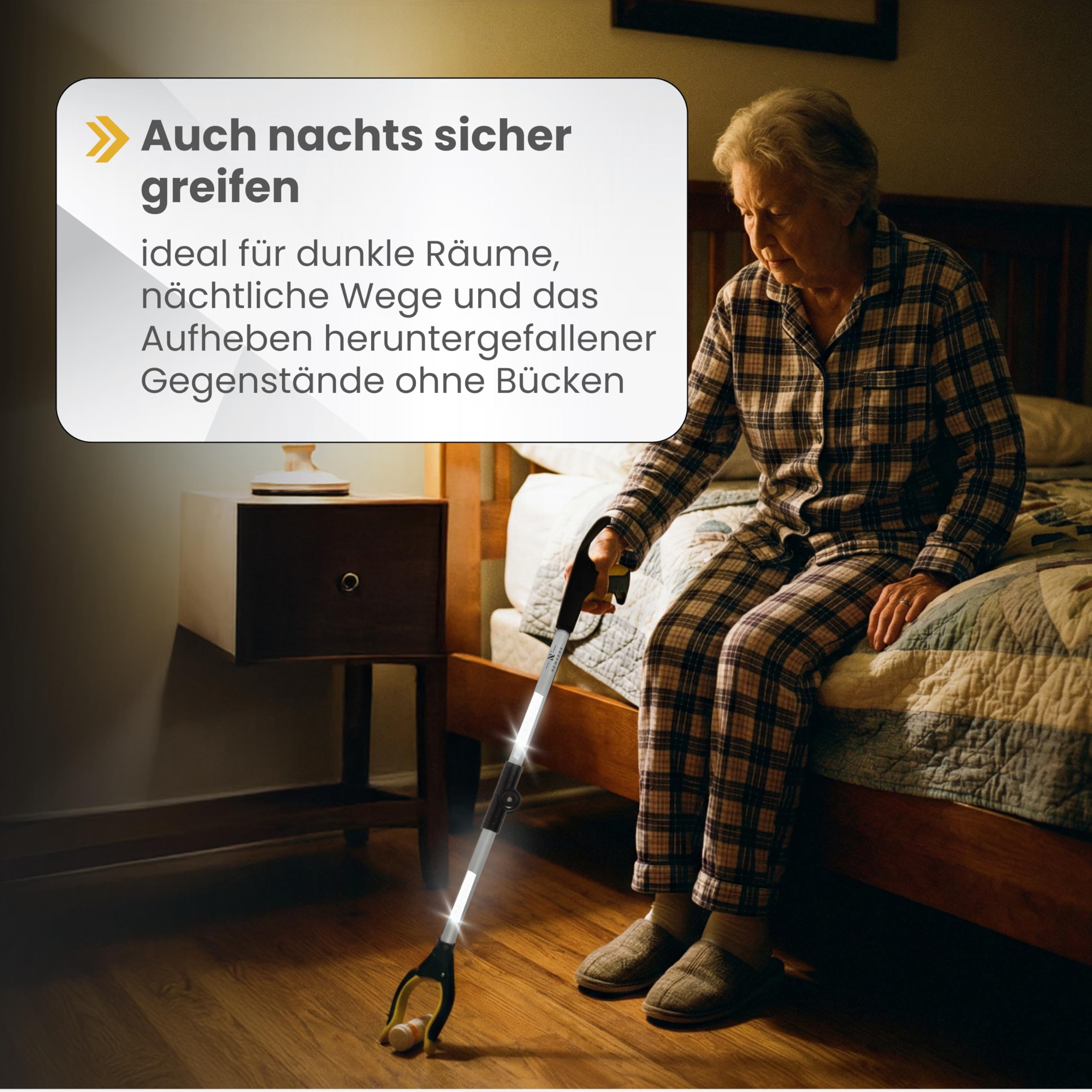Greifzange für Senioren [80 cm] faltbarer Greifer zum aufheben | Reacher aus Aluminium | Müllzange 360° Drehkopf Magnet | Schuhlöffel lang | Schuhanzieher für Damen Herren | rutschfeste Silikongreifer