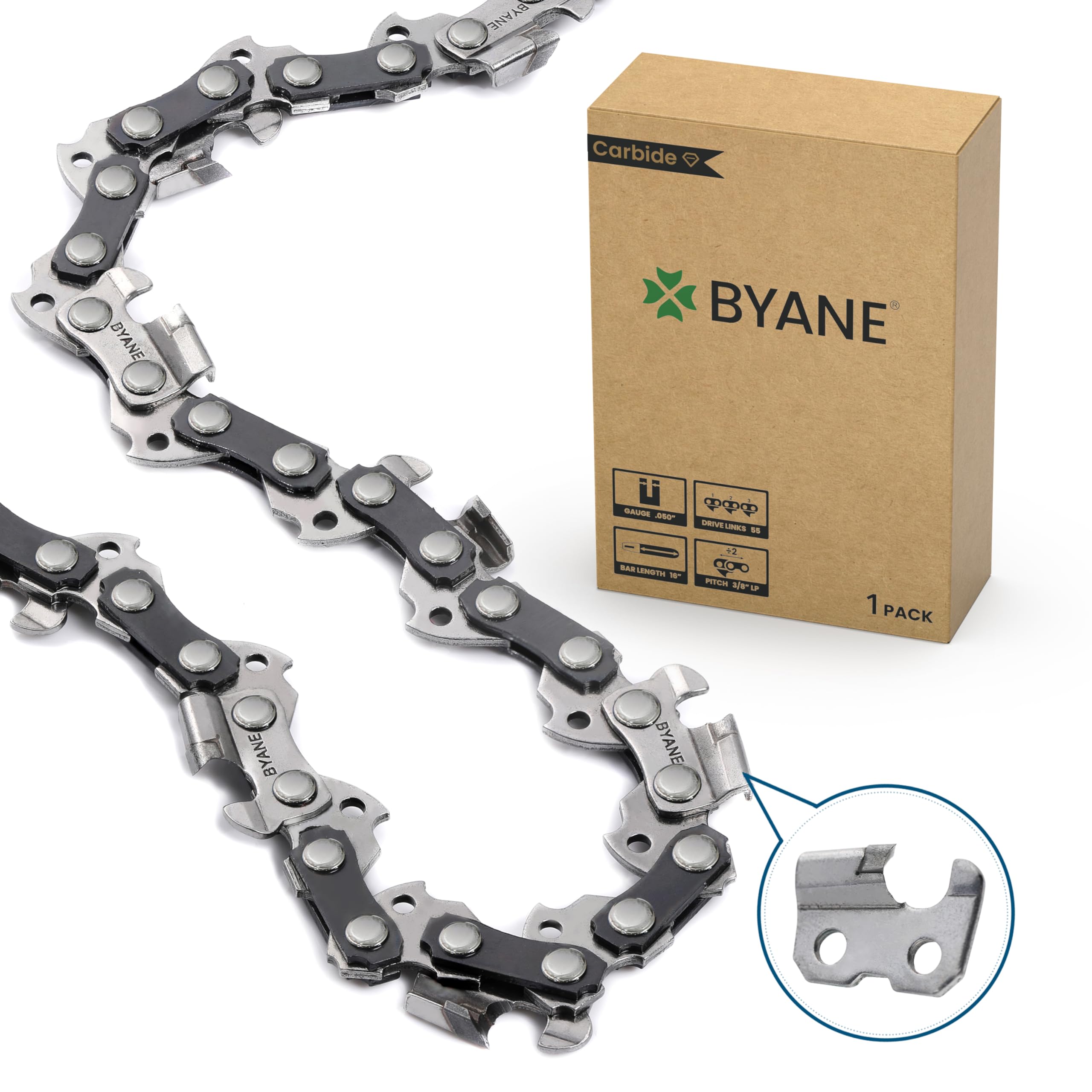 Amazon.com: Byane 16-Inch Carbide Chainsaw Chain, 3/8