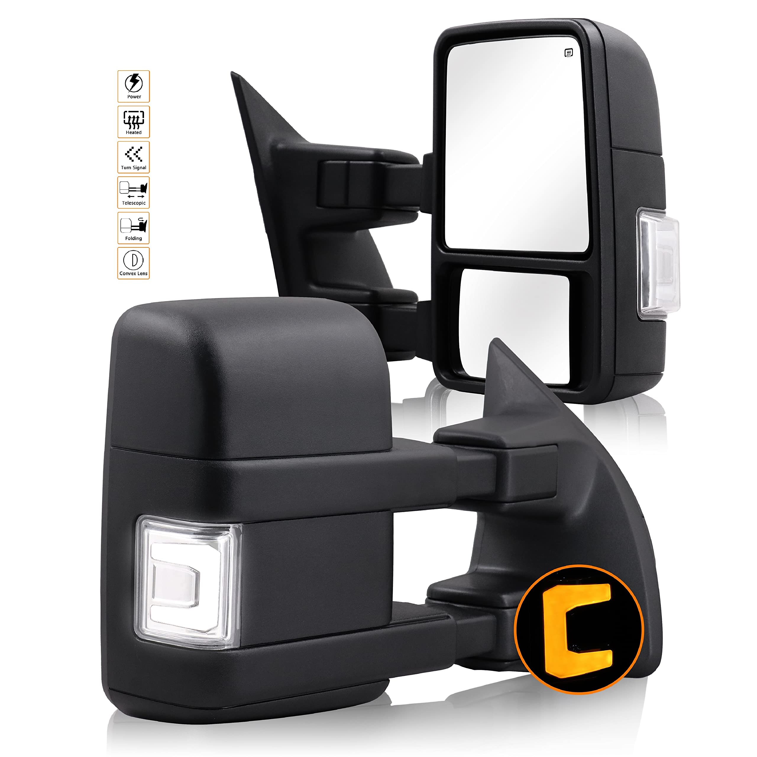 Siziom Towing Mirrors for F250 F350 F450 F550 Super Duty 19992016