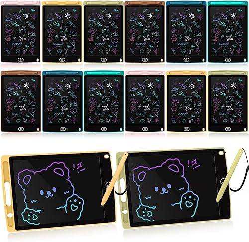 Miniatura 7 de Paquete de 24 tabletas de escritura LCD de 8.5 pulgadas para niños, tabletas de dibujo multicolor para niños y niñas, reutilizables y electrónicos,