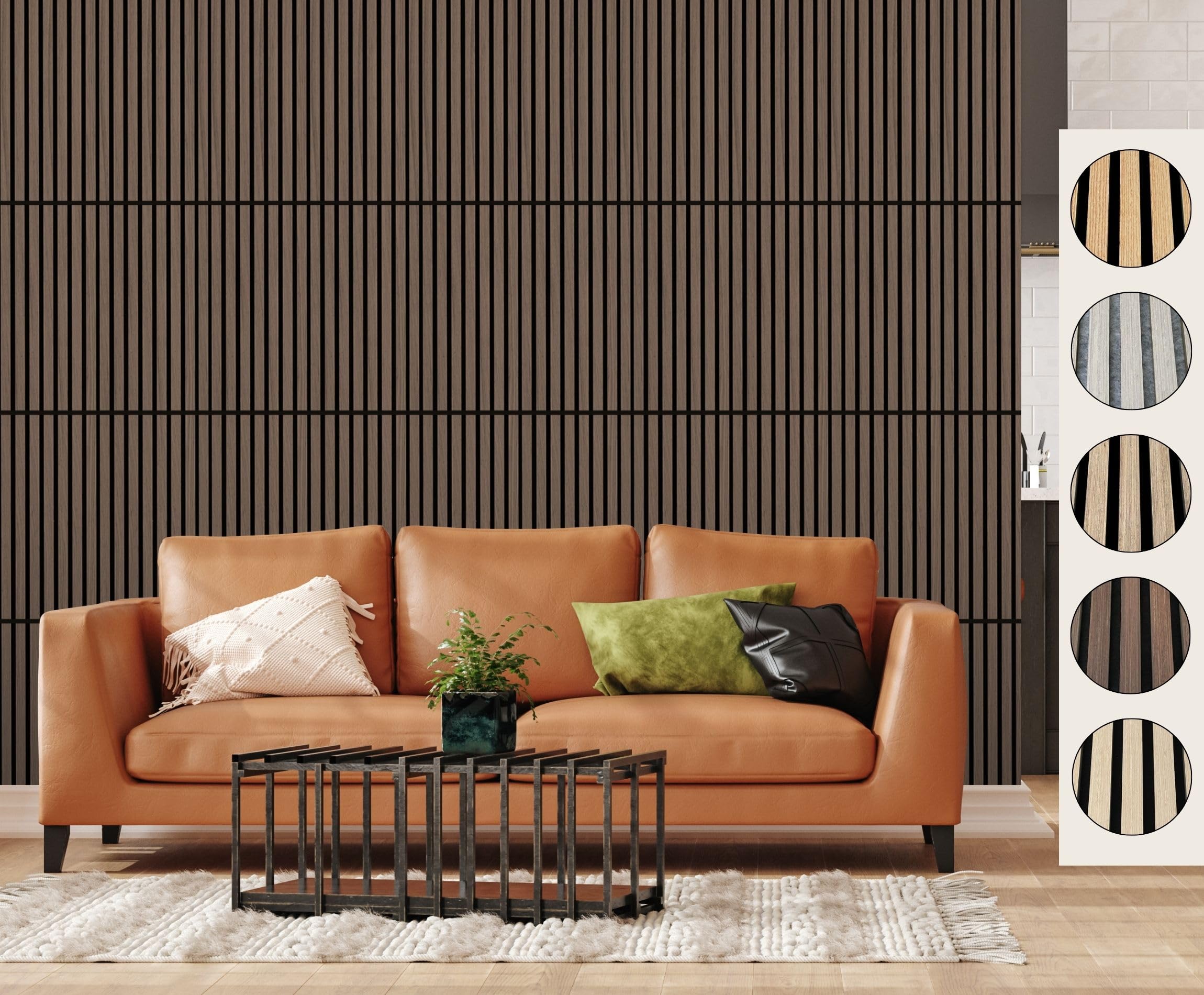 Wooden Wall Panels | Premium Acoustic Wall Panels | Slat Wall Panelling For Feature Walls | Sound Absorbing | Modern& Stylish Wood Panels For Walls | Pack of 4 Panels - 60x60cm (Smoked Oak)