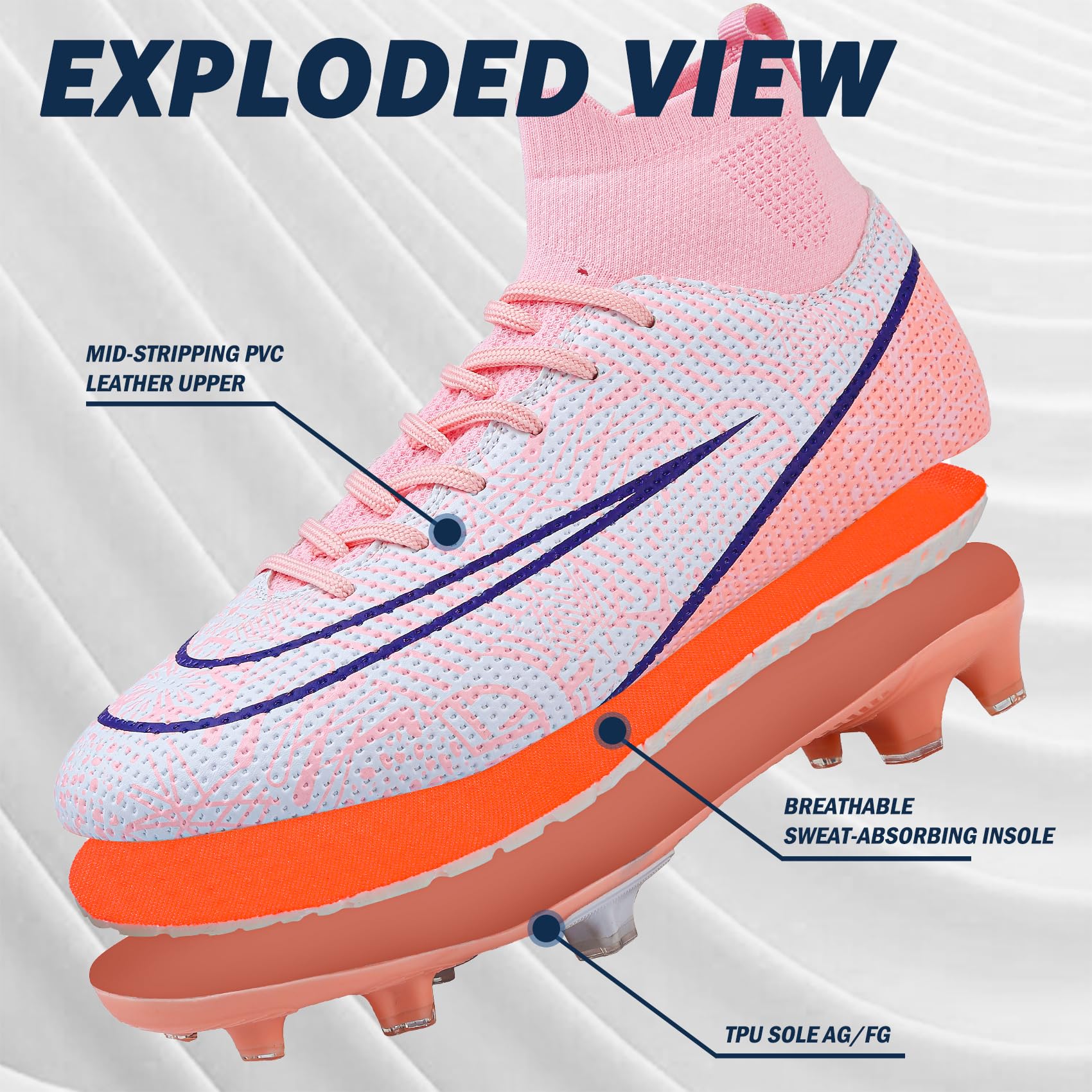 DimaiGlobal Scarpe da Calcio Uomo Sportivo attività Scarpe da Futsal Professionali competizioni Scarpe da Allenamento Teenager Indoor Scarpe da Calcetto Prato Artificiale