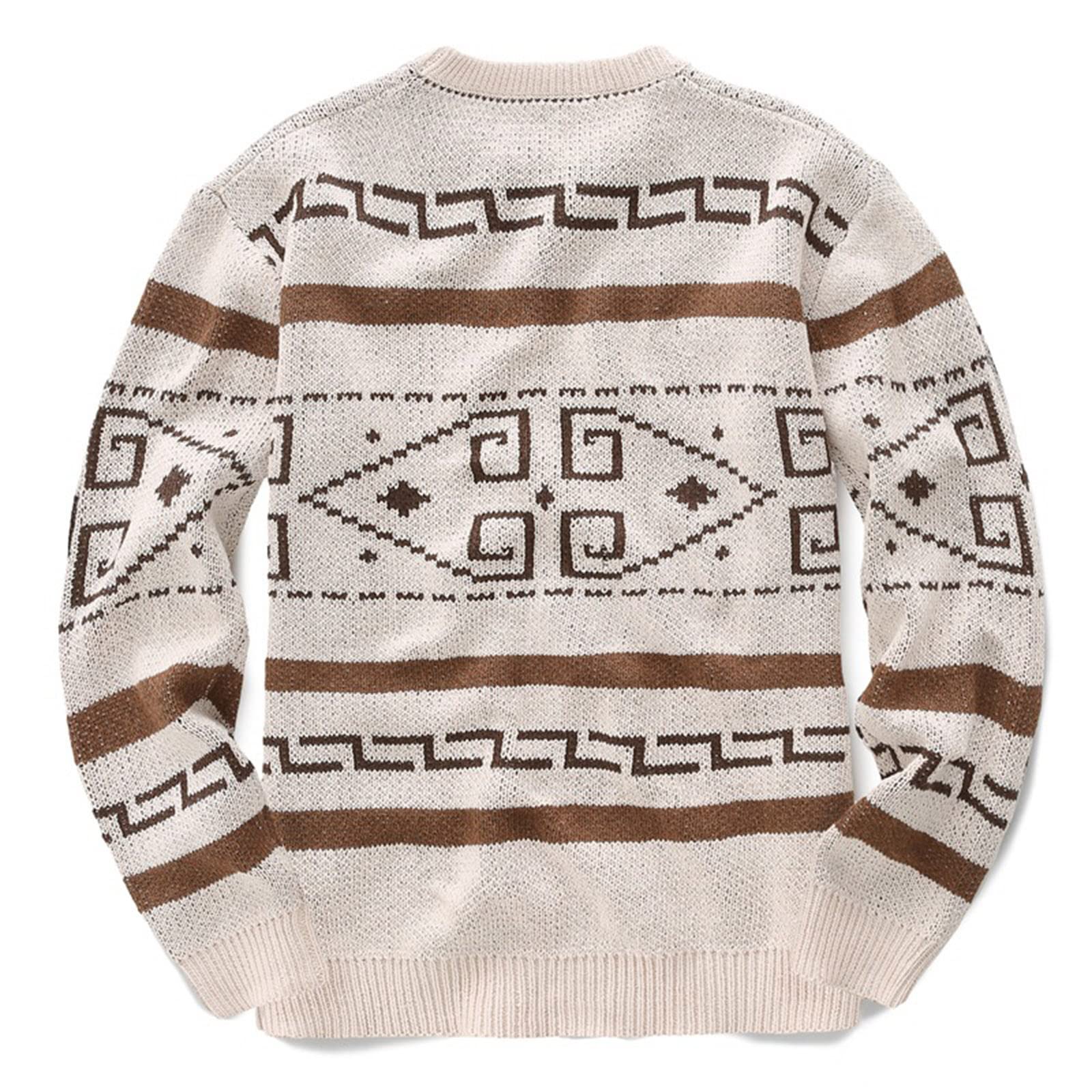 Maglieria a Maniche Lunghe da Uomo Maglione Jacquard Invernale Girocollo Allentato Pullover Maglieria