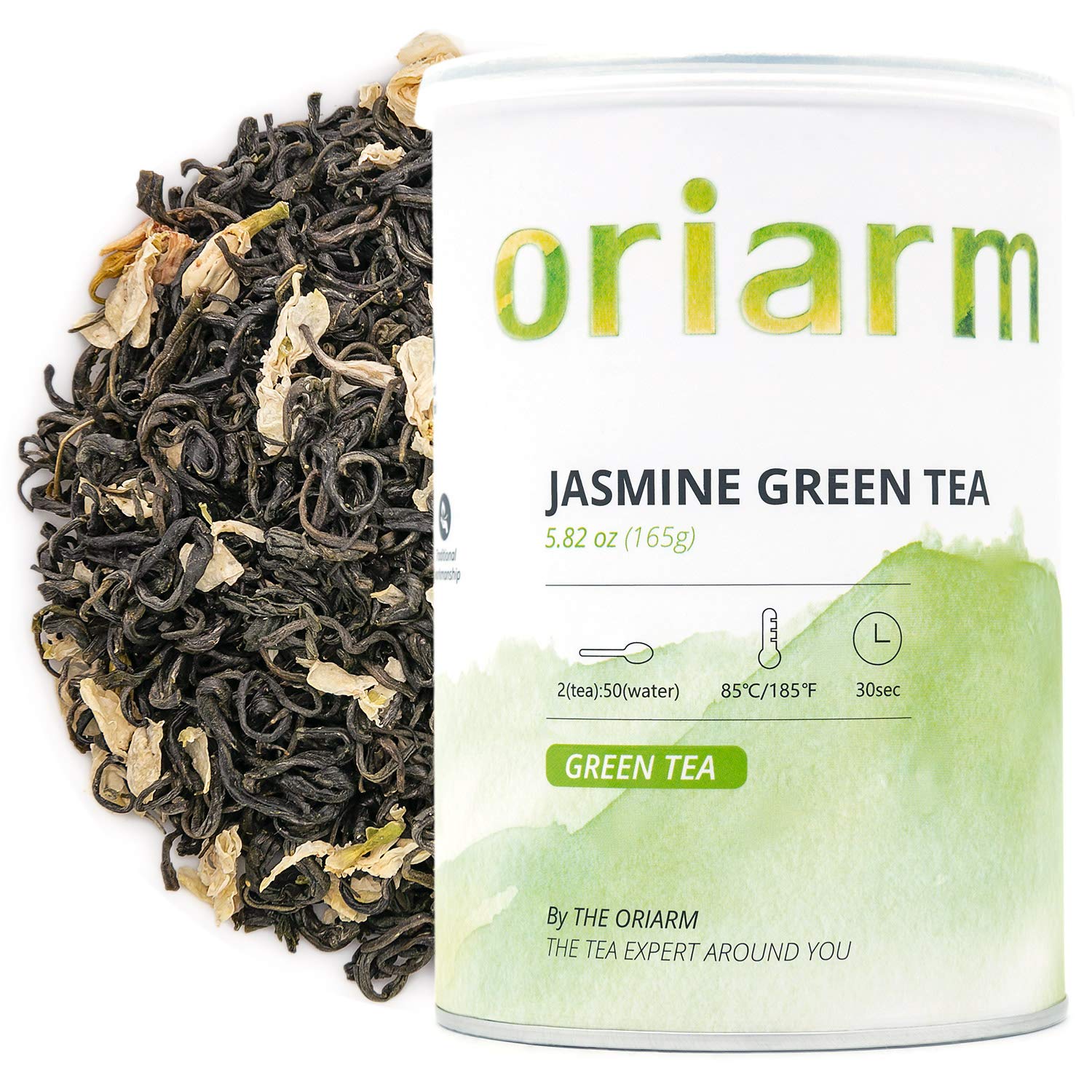 Oriarm Bi Tan Piao Xue Jasmine Tea 165g / 5.82oz Tin Can - Snow Drop Jasmine Green Tea Loose Leaf - Brew Hot or Iced Tea