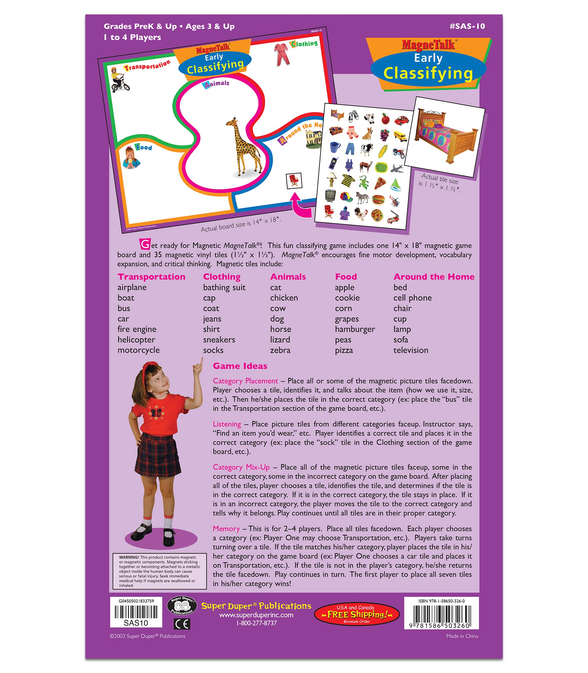 Amazon.com: Super Duper Publications | Magnetic Early Classifying Board Game  | Educational Learning Resource for Children : Office Products