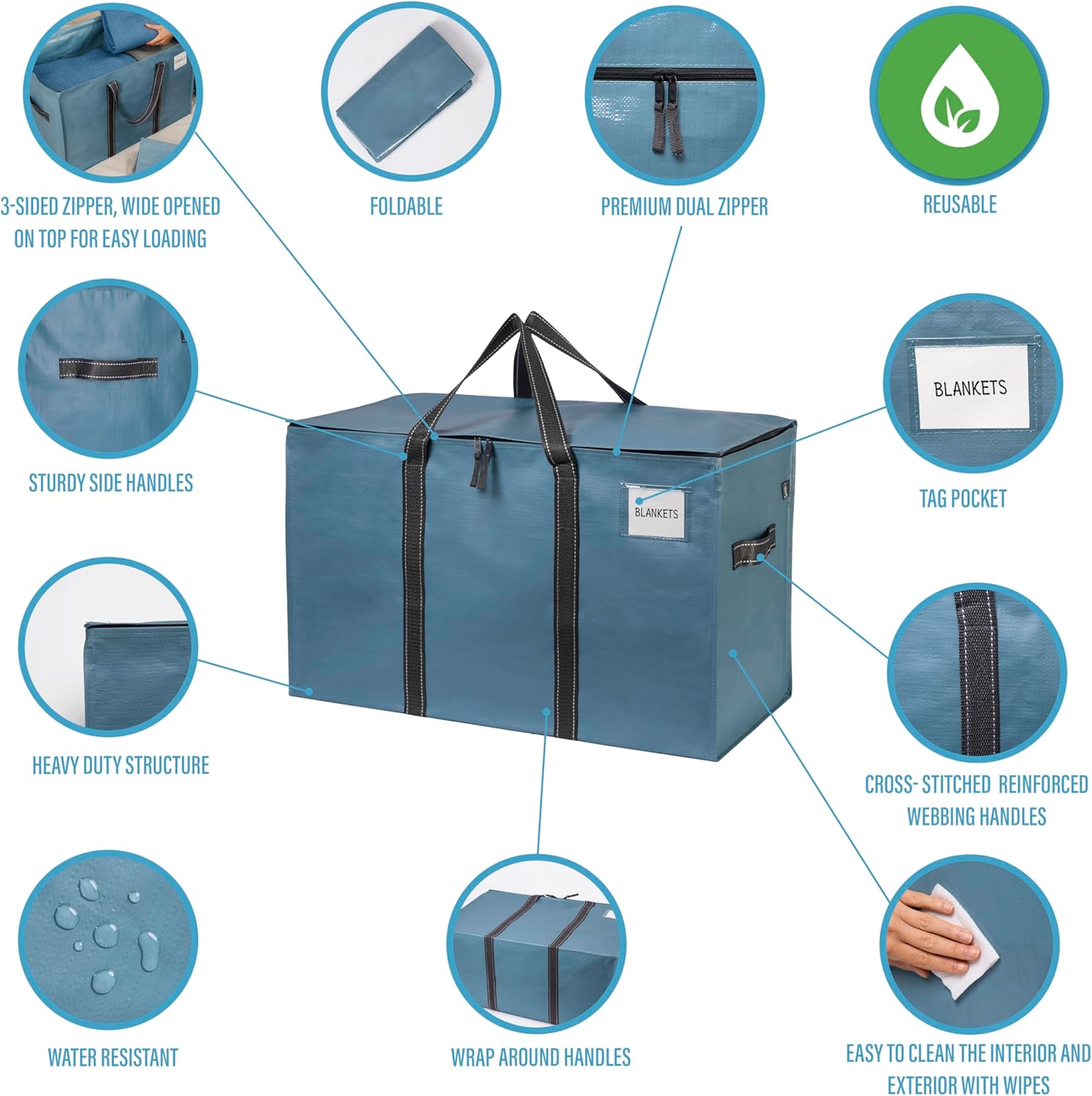 VENO 18 Pack Moving Bags (10 Pack Moving Bag with Backpack Straps + 8 Pack Extra Large Moving Bags)