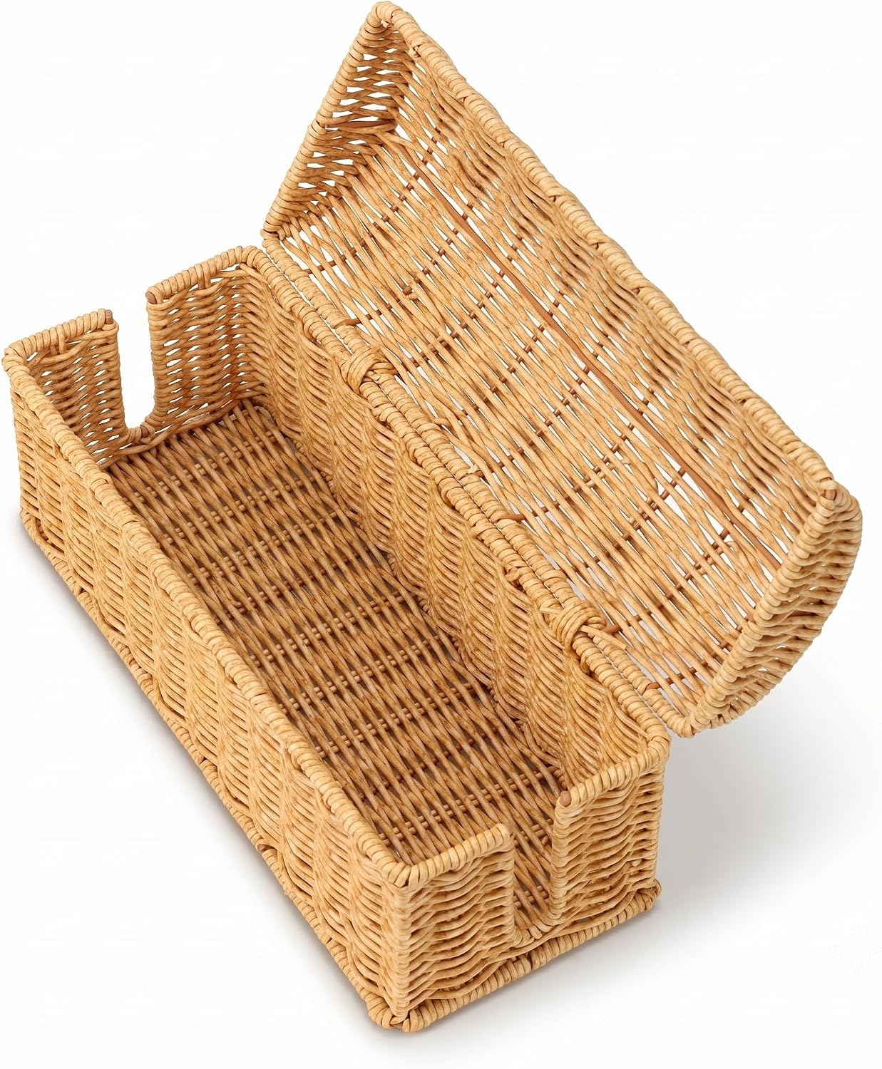 Rattan Cable Management Box, Ventilated Cord Hider with Flip Lid