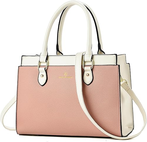 Miniatura 19 de KURGOOL Bolsos de mano para mujer, bolso de mano de cuero de moda de doble tono, bolso de mano de diseñador bolso de hombro bolso de mano con asa