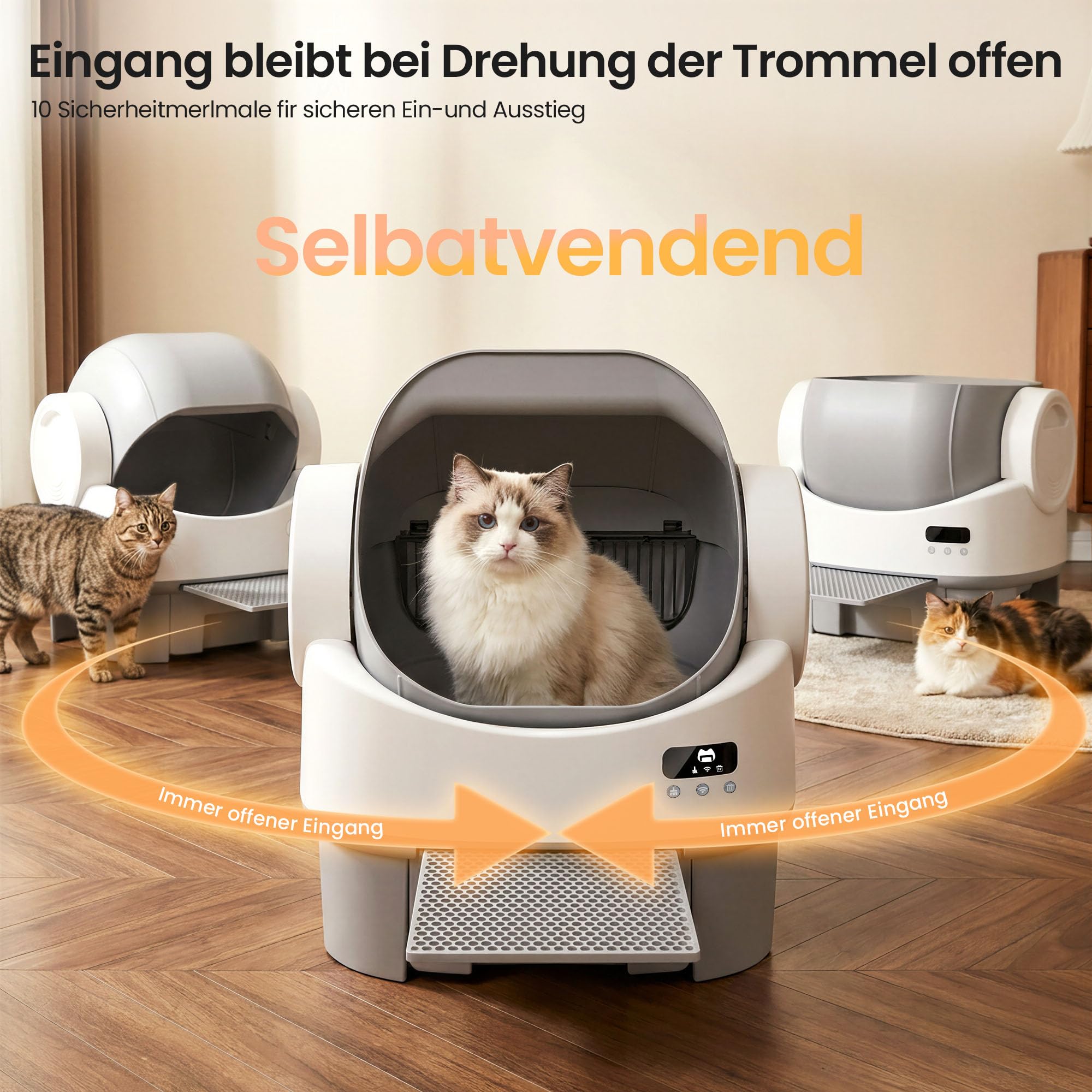 JUMMICO Automatisches Katzenklo, Selbstreinigend Mit Einklemmschutz & Sicherheitsfunktionen, APP-Steuerung, 12L Abfallbehälter (bis 15 Tage ohne Reinigung), Großraum Katzenroboter für Mehrkatzenhausha