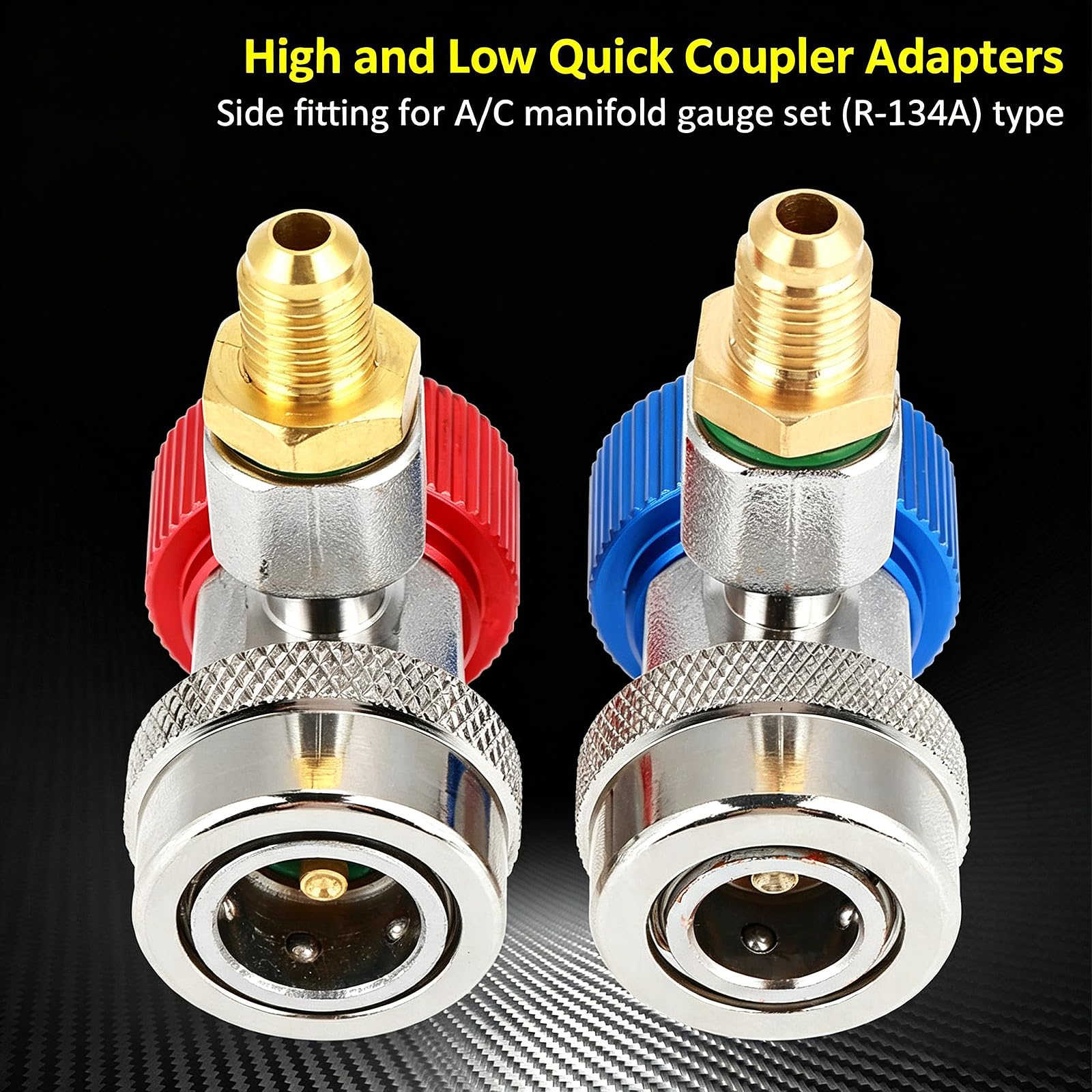 Connecteur Raccord Rapide R134A, Couple Adaptateur R-134A 1/4 Pouce Sae Hvac Raccords De Voiture A/C Raccord Rapide Bas/Haut, Kit Connecteur Flexible Collecteur Freon Hvac