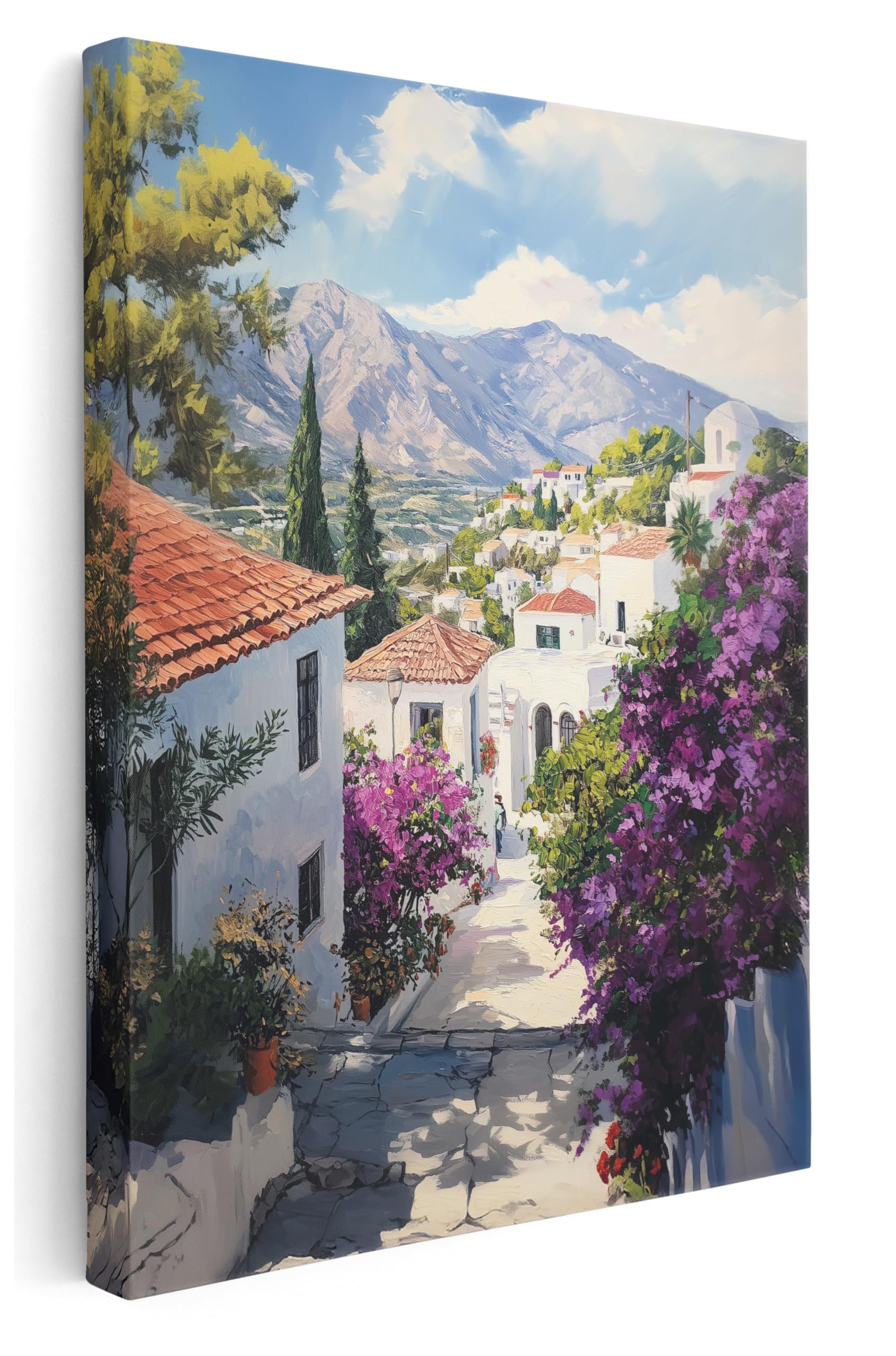 Pastello Cyprus Mediterranean Collection Canvas Wall Art – Santorini Greece Wall Art Print For Living Room, Bedroom, Office, Framed Artwork (, 102Cm X 77Cm / 40X30inch, Wrapped Canvas)