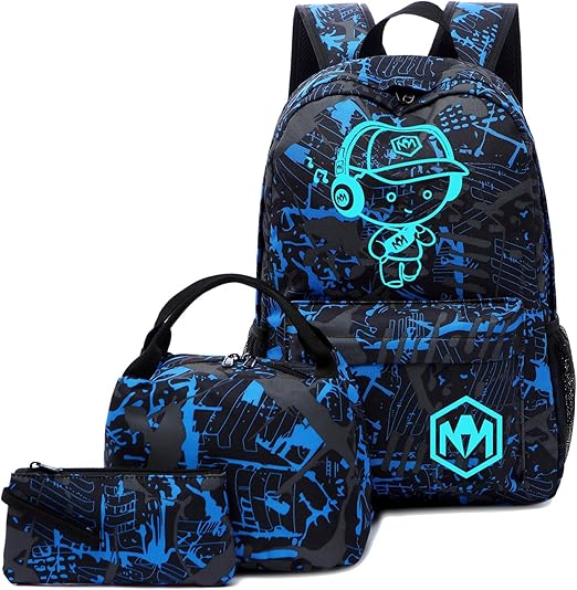 Bluboon School Backpack for Boys Teens Bookbag Travel Daypack Kids Girls Lunch Bag Pencil Case