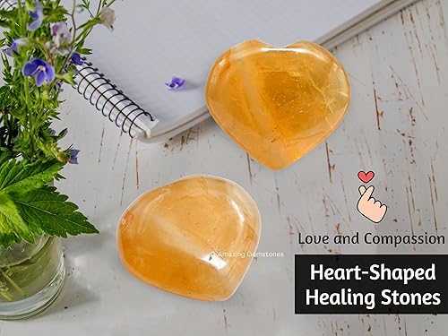 Miniatura 6 de Piedra de palma de corazón de cristal citrino  Piedra de preocupación de masaje de bolsillo para equilibrio natural de chakras del cuerpo, curación