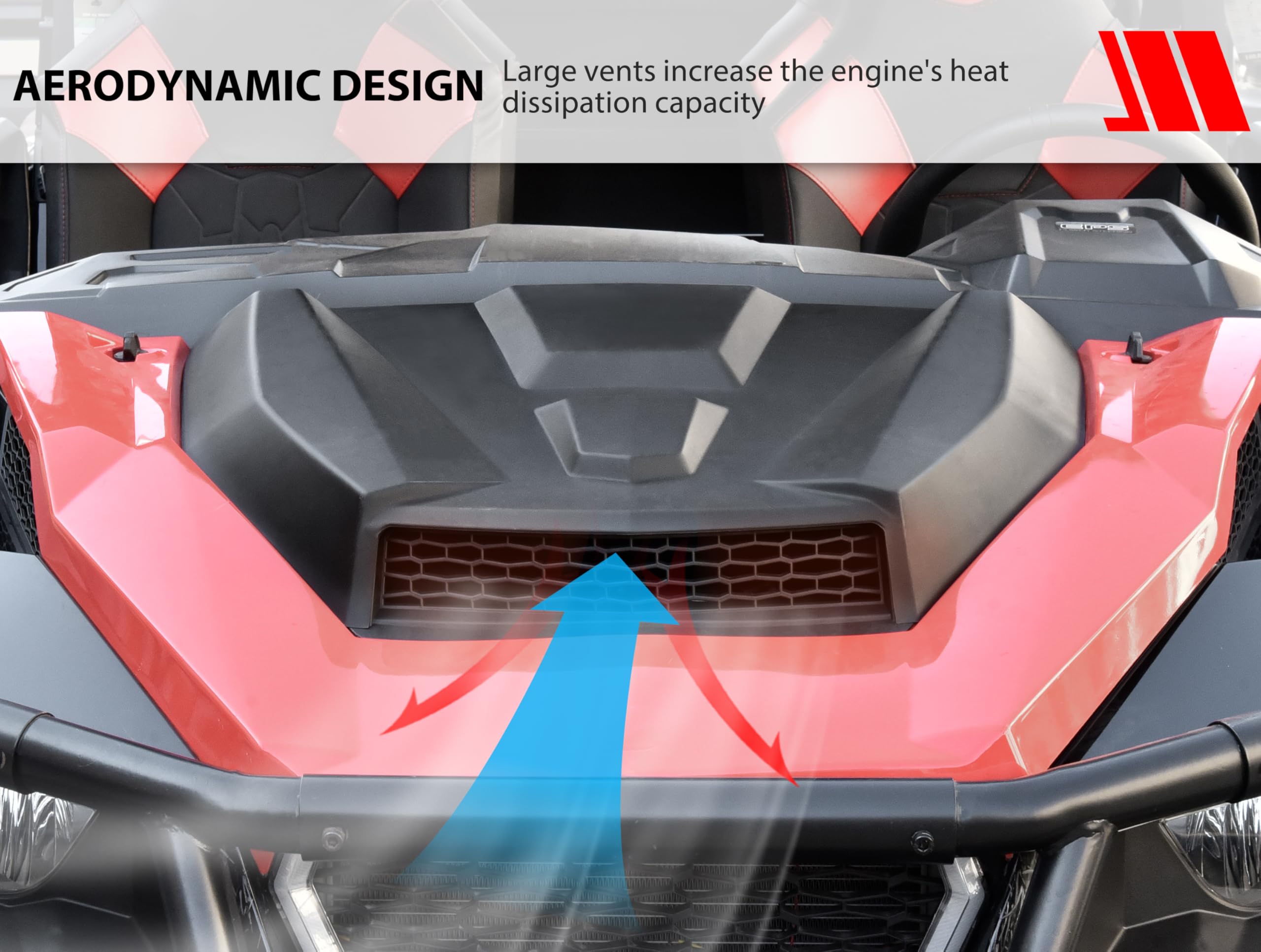 SAUTVS Sport Hood Scoop for Polaris General 1000 EPS 2016-2018, Turbo Hood Scoop Kit for Polaris General 1000/4 1000 EPS 2016 2017 2018 Accessories