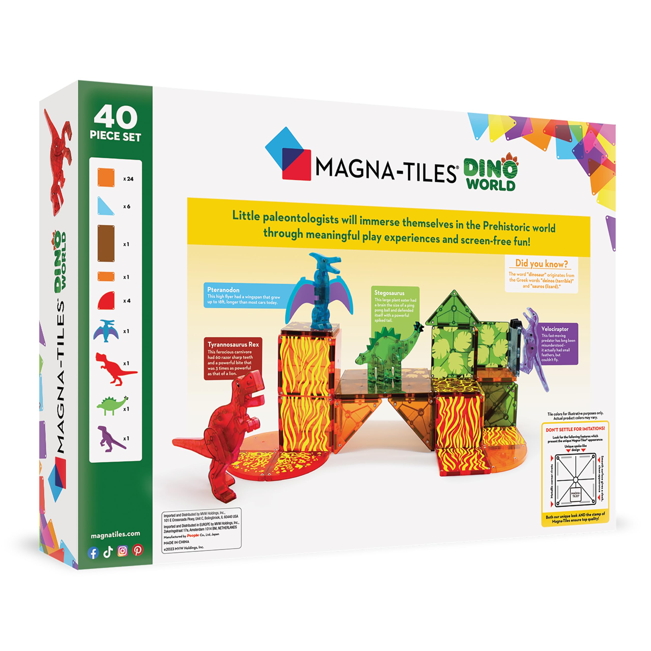 Magna-Tiles - Juego de Dino World – Magnetisch Speelgoed 40 stuks