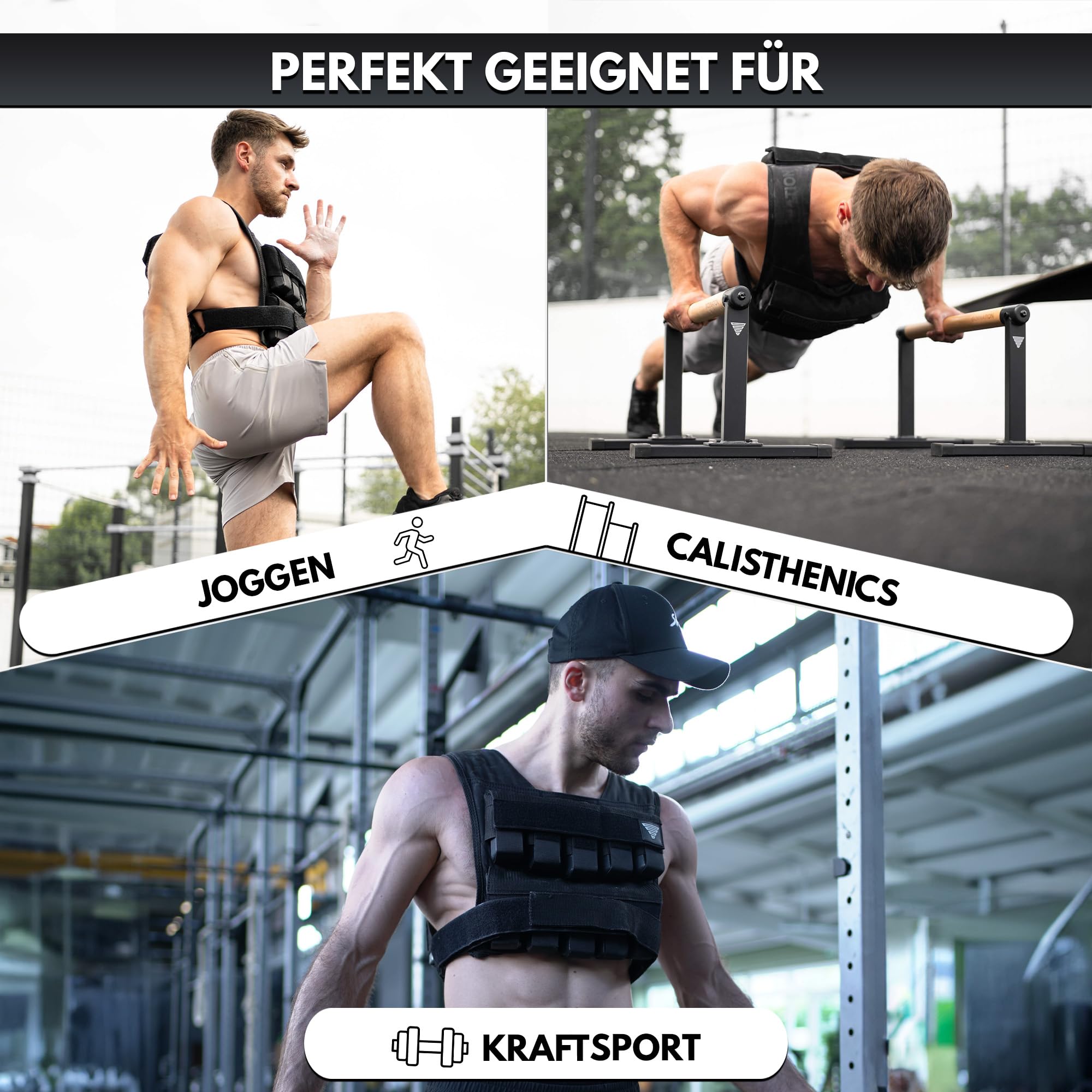 GORNATION Gewichtsweste 10/20kg, Kompakte & verstellbare Gewichte für Fitness, Calisthenics & Krafttraining, Weight Vest für Herren & Damen