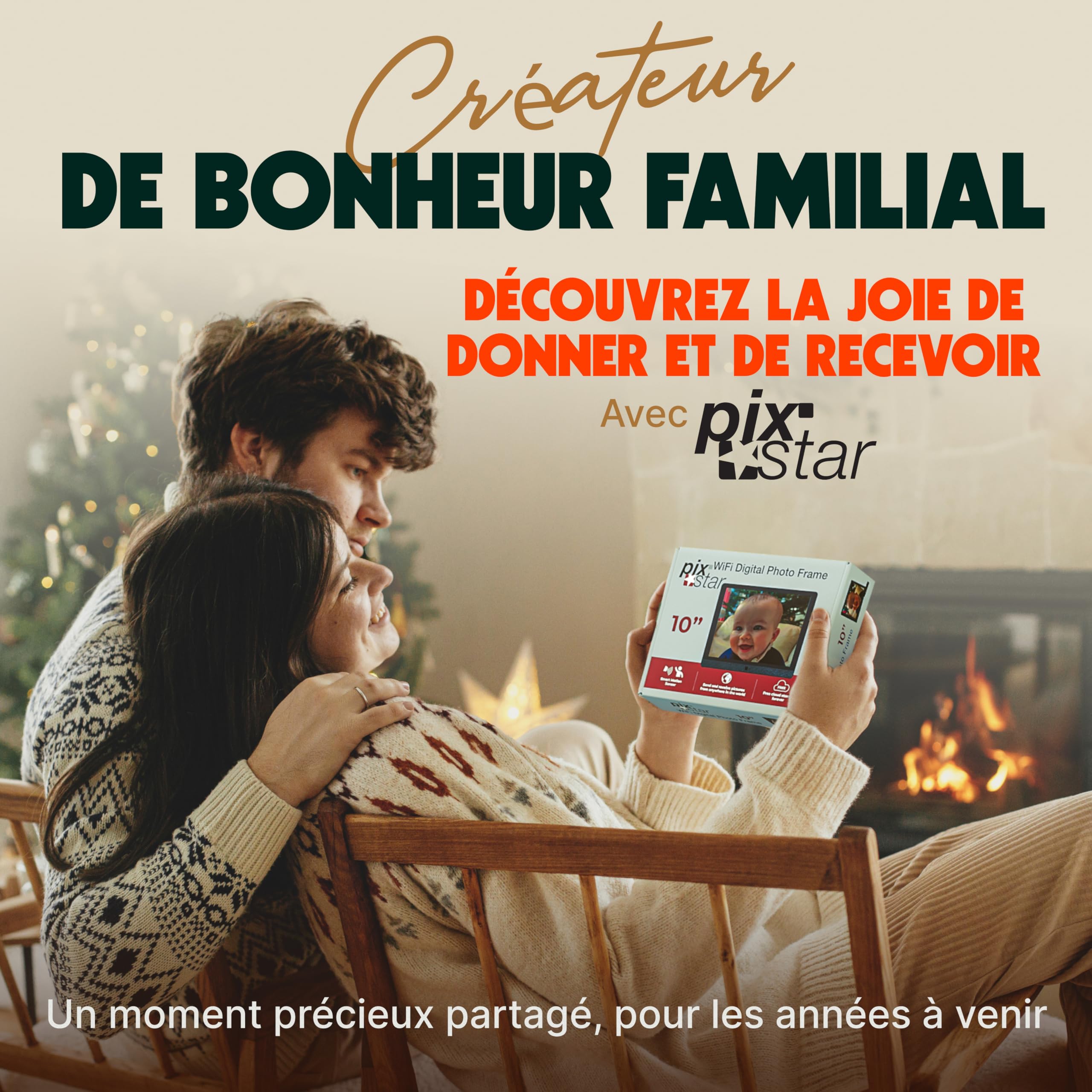 Pix Star Cadre Photo numérique WiFi 10 Pouces, partagez des vidéos et des Photos instantanément par e-Mail ou Application, détecteur de Mouvement, écran IPS, Configuration en Une Minute, très Cadeau