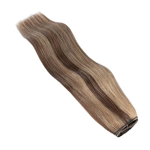 Miniatura 7 de Rich Choices Extensiones de cabello humano real con pinzas, 5 unidades, 12 clips, 2.47 onzas, balayage, color marrón dorado a rubio decolorado, sin