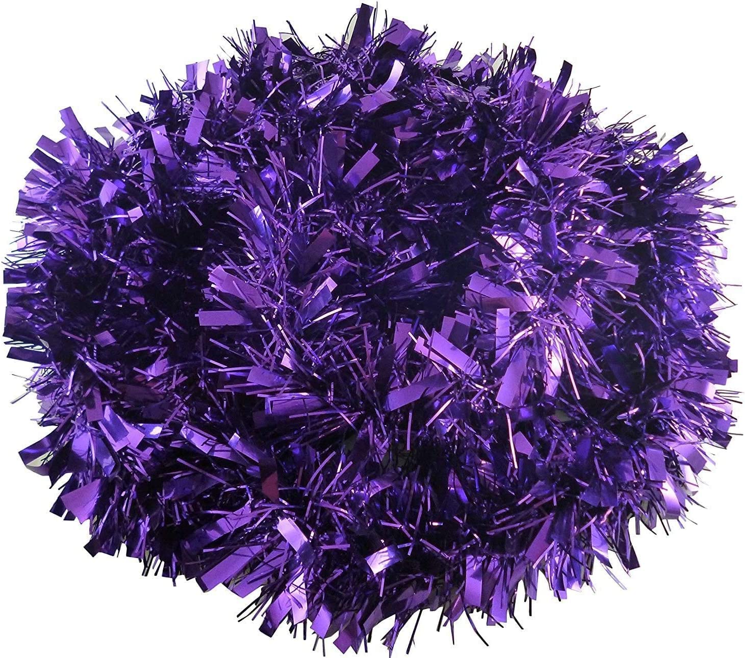 Shatchi Purple 48Pcs Christmas Tinsels 1.8M/6Ft Xmas Metallic Chunky Tinsel Garland For Christmas Tree Hanging Decorations
