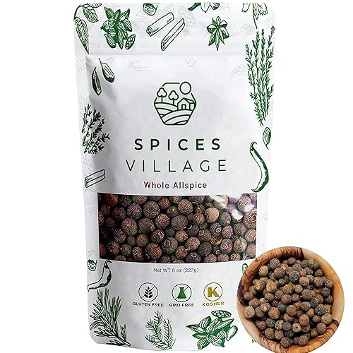 SPICES VILLAGE Bayas de pimienta de Jamaica 8 onzas Especias enteras frescas y secas para cocinar condimentos en decapado semillas de piento SPICES VILLAGE Bayas de pimienta de Jamaica 8 onzas Especias enteras frescas y secas para cocinar condimentos en decapado semillas de piento