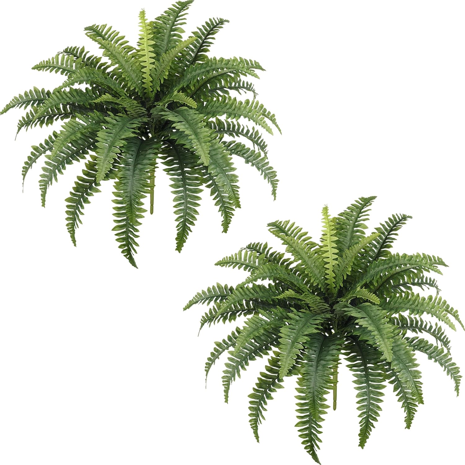 Fake Ferns, 35IN Large Fake Bush Plants, 2 Articial Boston Ferns with 39 Fronds for Outdoor Hanging Planter Garden Porch Entrance Home Decor 35in-2pcs