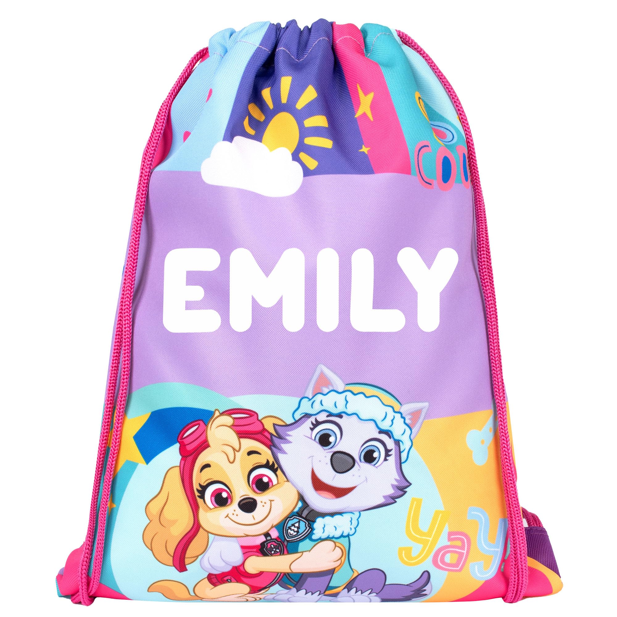 Paw Patrol Skye Personalised Drawstring Bag PE Bag - Kids School Bag - Personalised Name - Swimming Bag Pink