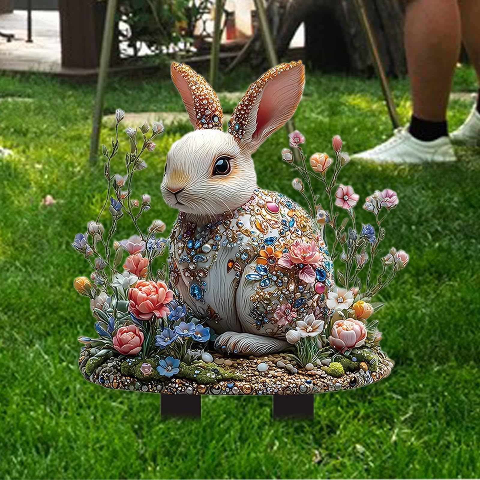 Easter Yard Sign Waterproof Acrylic Garden Stake for Flowerbeds Path Walkway 1x Rabbit|Home & Garden|Yard, Garden & Outdoor Living|Garden Dacor> Statues & Lawn Ornaments-image-26