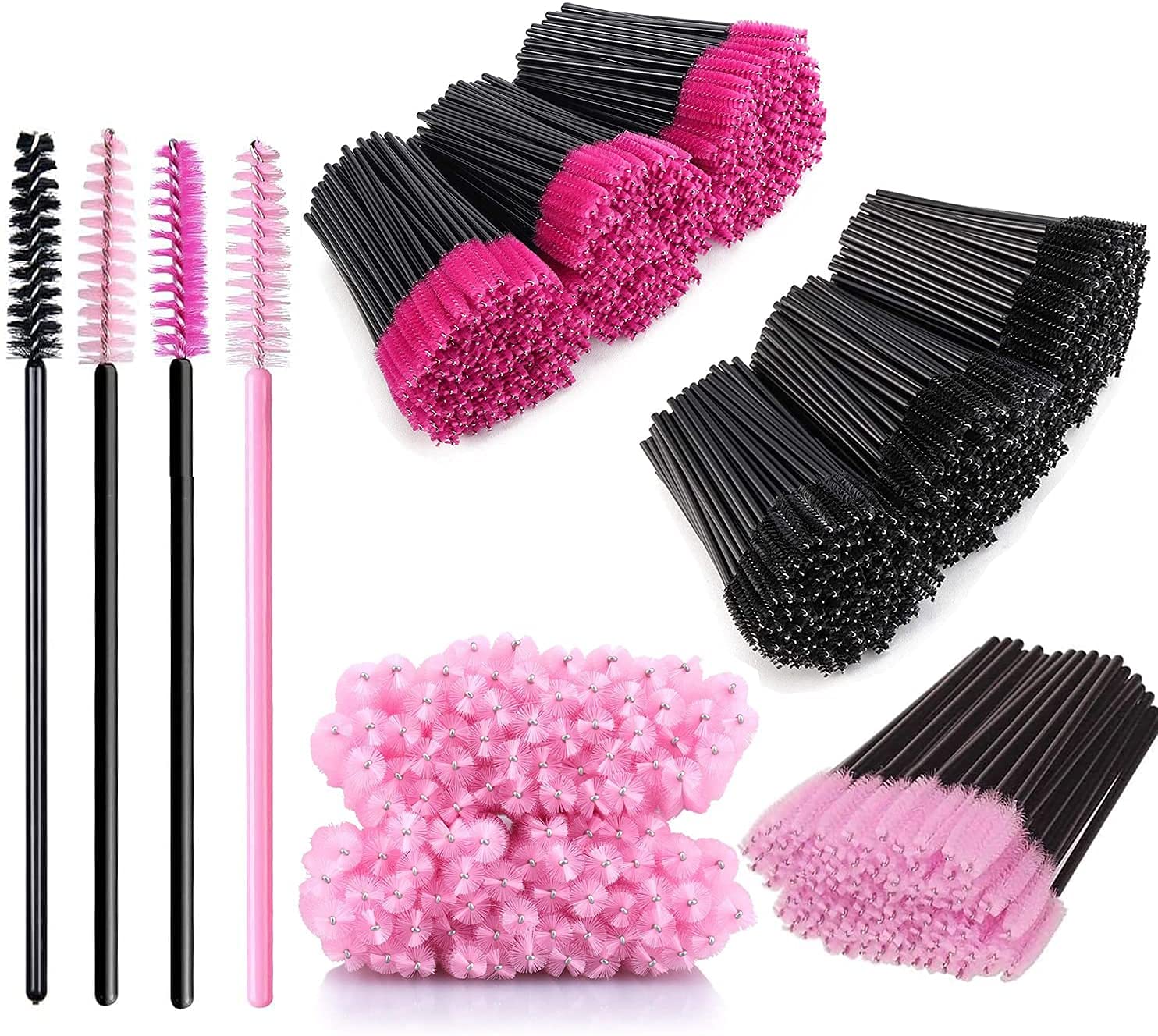 Bin Bin 200 Pcs Disposable Mascara Eyelash Wands Brush, Multi Color Spoolies Eyelash Wand, Eye Lash Makeup Applicators Cosmetic Brush Kit