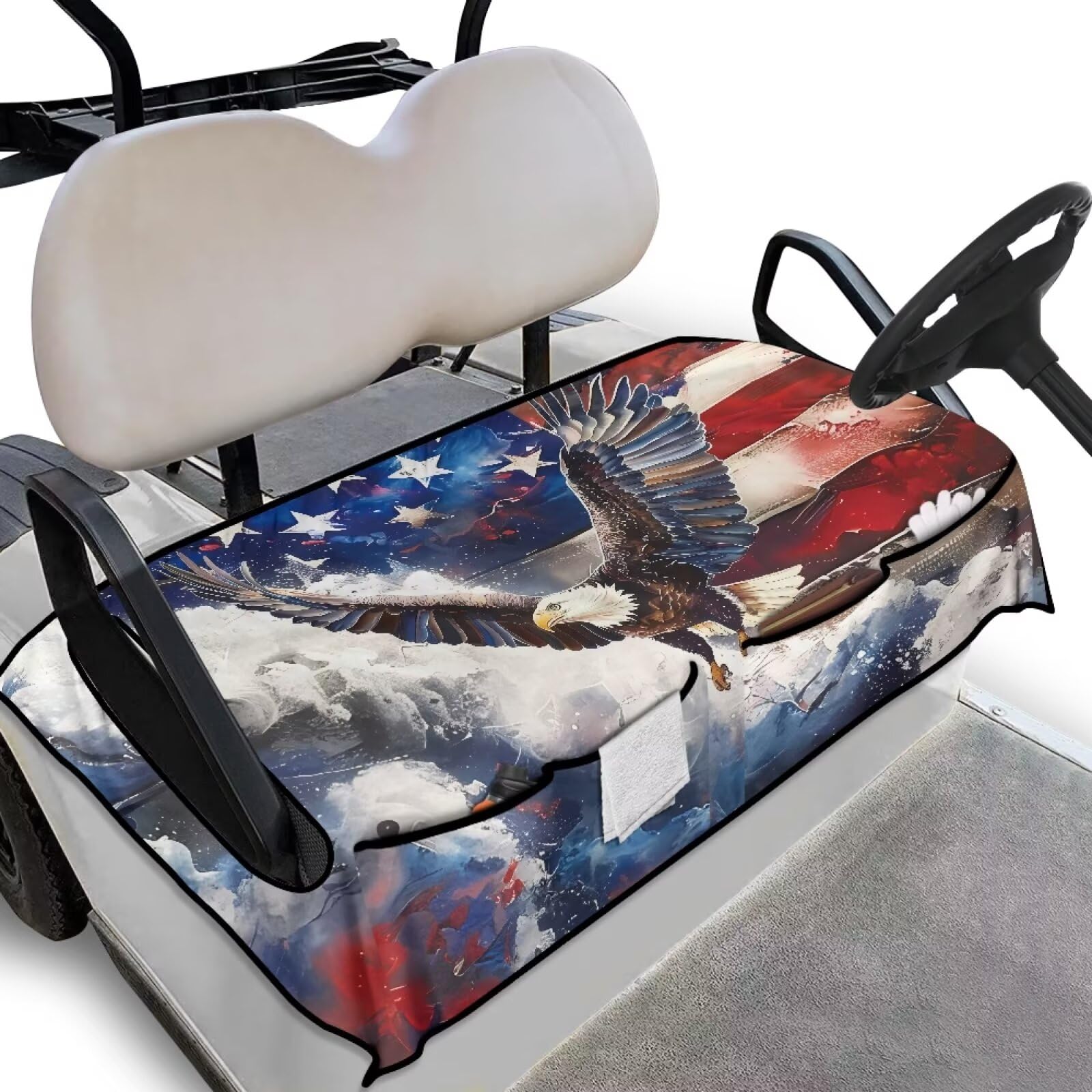 Yewattles Golf Cart with 4 Pockets Seat Cover Portable Anti-Hot Golf Cart 2-Person Seats Club Car Golf Cart Accessories Machine