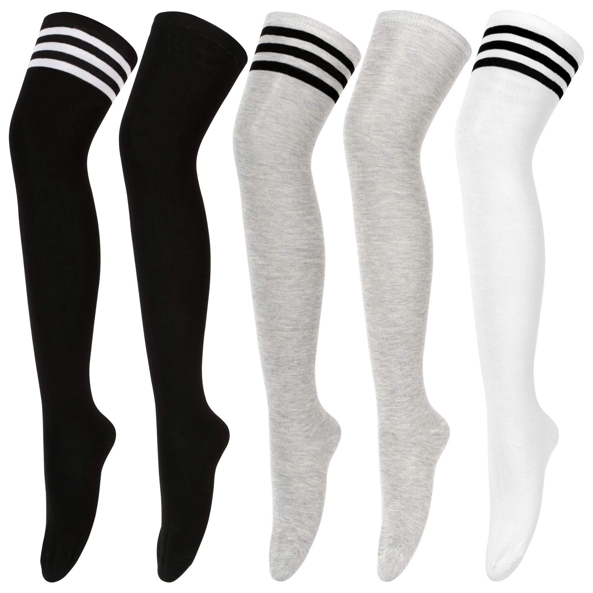 Womens Thigh High Socks Over the Knee High Striped Stocking Boot Leg Warmer Long Socks for Daily Wear Cosplay