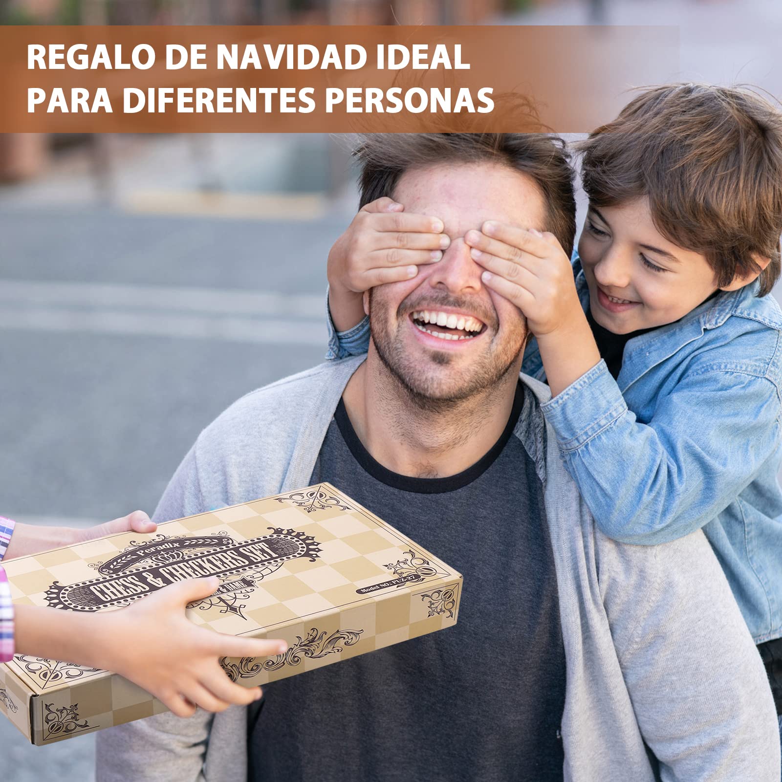 Peradix 2 en 1 Ajedrez Magnético y Damas, Ajedrez Madera 38 X 38CM, con 2 Reinas Extra, Plegable y Fácil de Llevar, Regalos Ideales y Juegos del Aire Libre