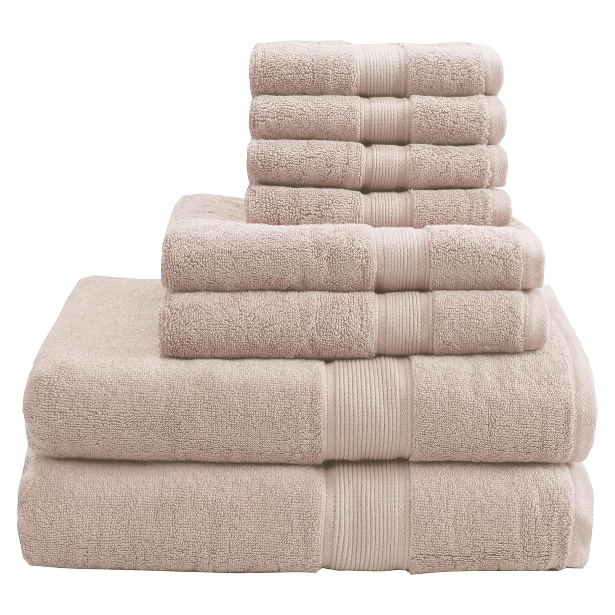 Madison Park Signature 800GSM 100% Cotton Luxurious Bath Towel Set Highly Absorbent, Quick Dry, Hotel & Spa Quality for Bathroom, Multi-Sizes, Blush 8 Piece