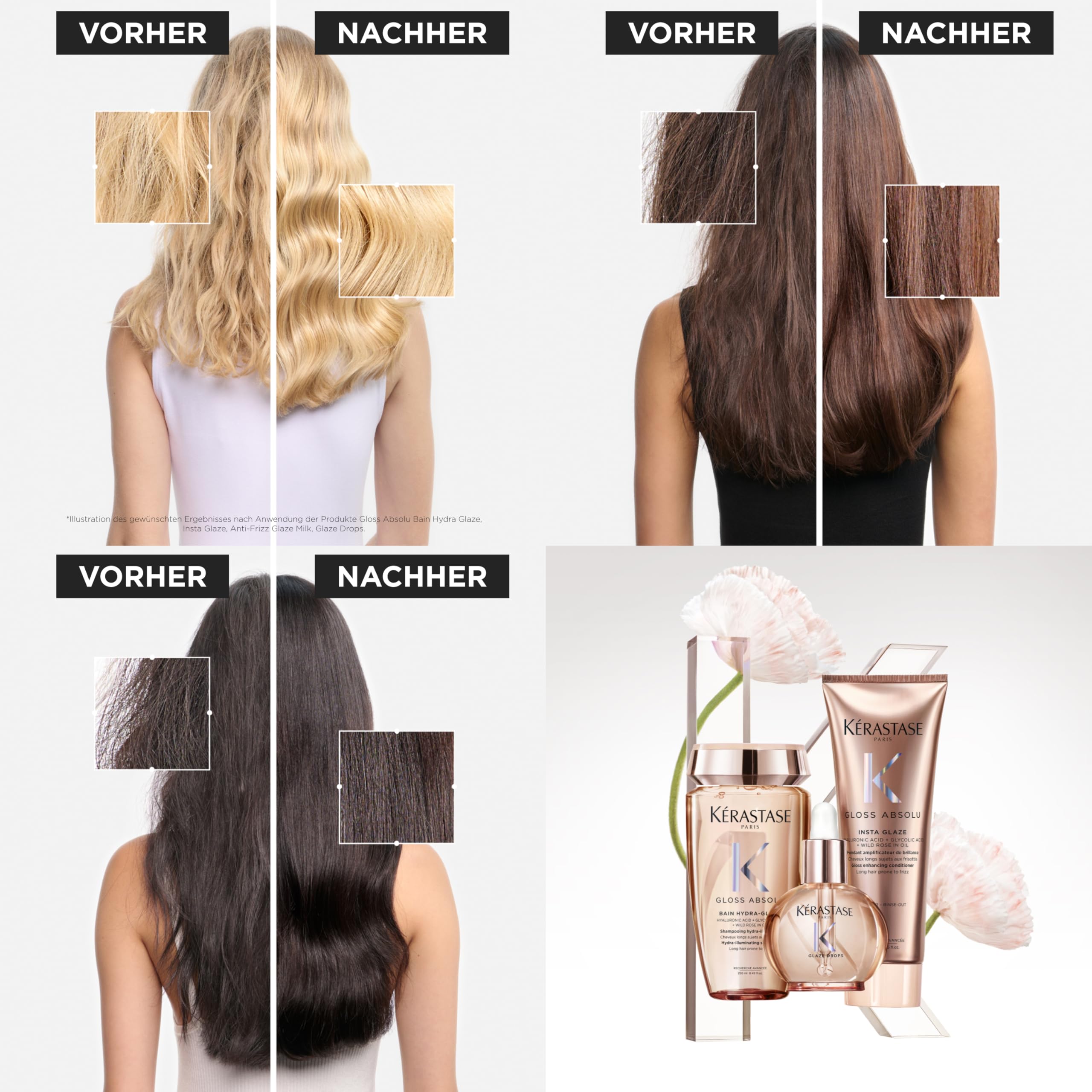 Kérastase Gloss Absolu Glaze Drops, Leichtes Haaröl für langes, zu Frizz neigendes Haar, Mit Wildrosenöl, Für ultimativen Glanz & Geschmeidigkeit, 45ml