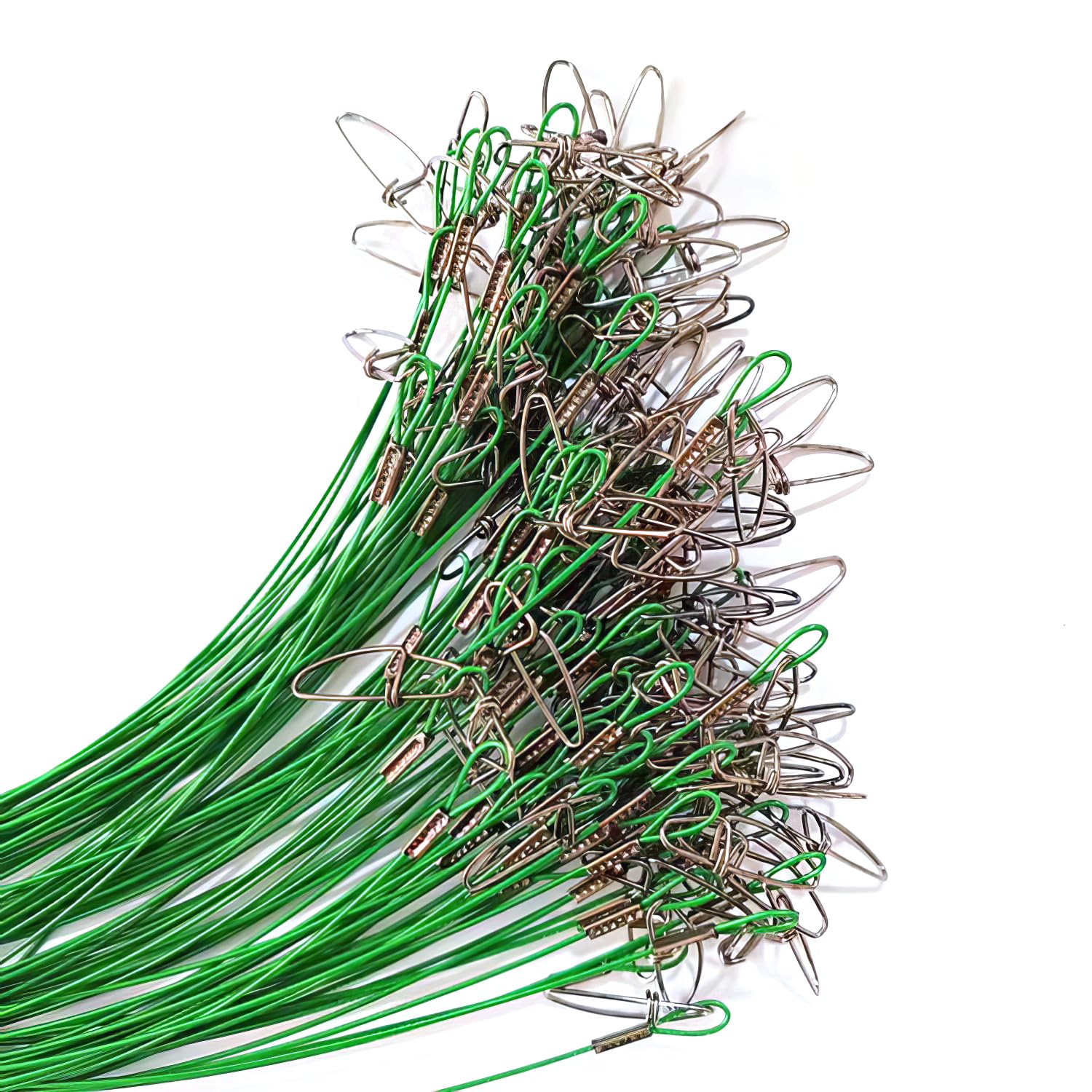 Piscorush 25pcs 20inch Fishing Wire Leaders Extra Length Nylon-Coated Fishing Line Trace Lure Leaders with Swivels and Snaps Stainless Steel Fishing Tackle Leaders Tackle (Red, Pack of 25)