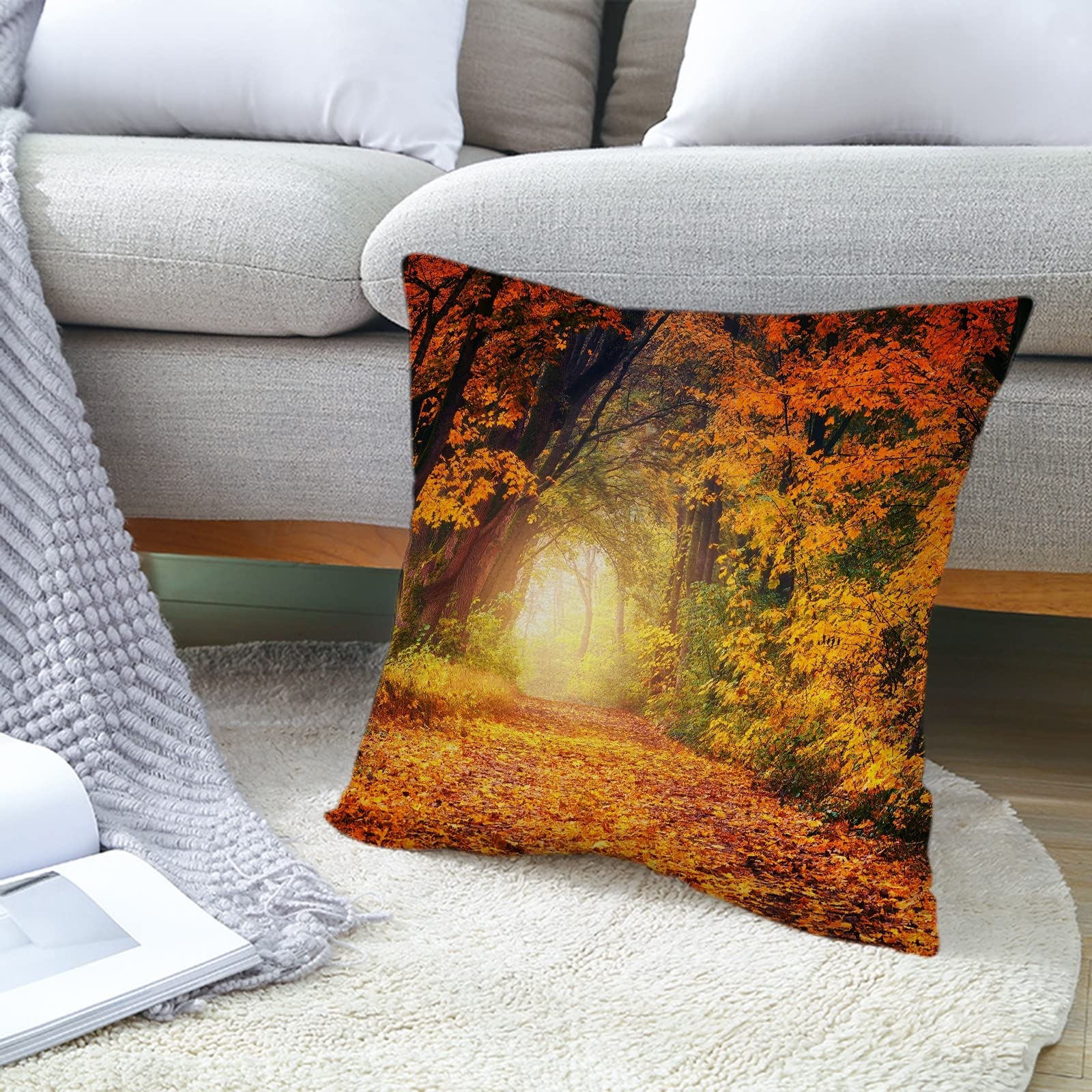 Juego de 4 fundas de almohada de 50 x 50 cm, fundas de cojín de asiento de jardín, color amarillo y verde, funda de almohada de lino para sala de estar, sofá y dormitorio